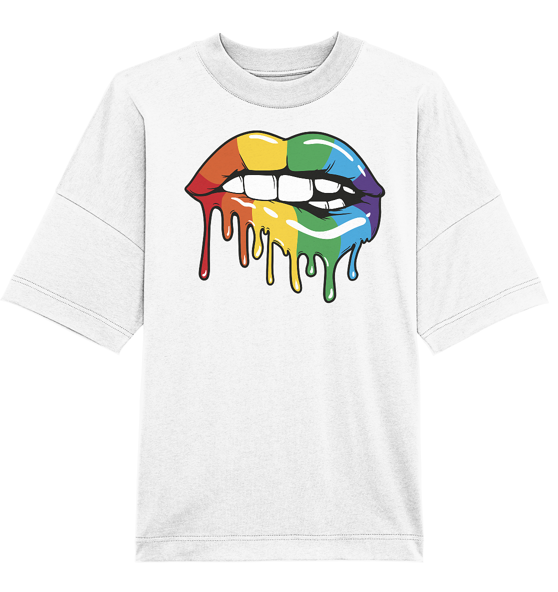 Regenbogen Lippen - Organic Oversize Shirt