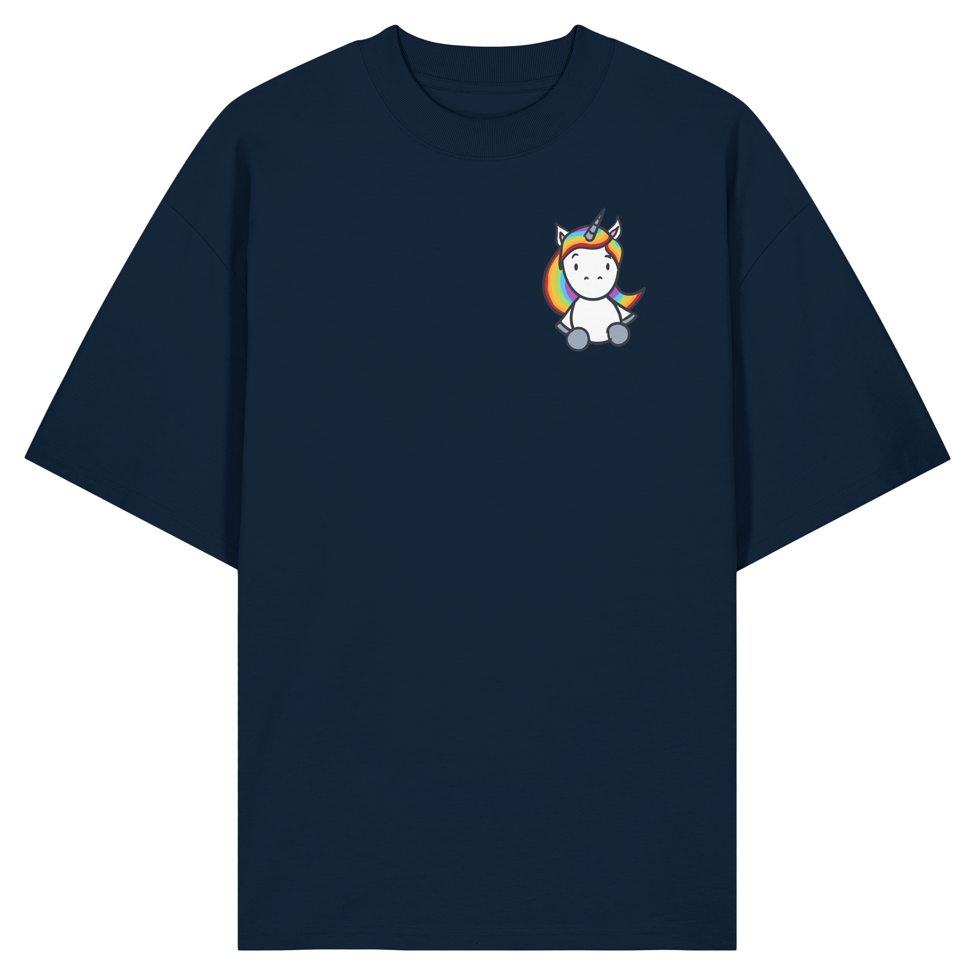 Schwarz Weiß wird Regenbogen Farben Backprint (dunkel) - Organic Oversize Shirt