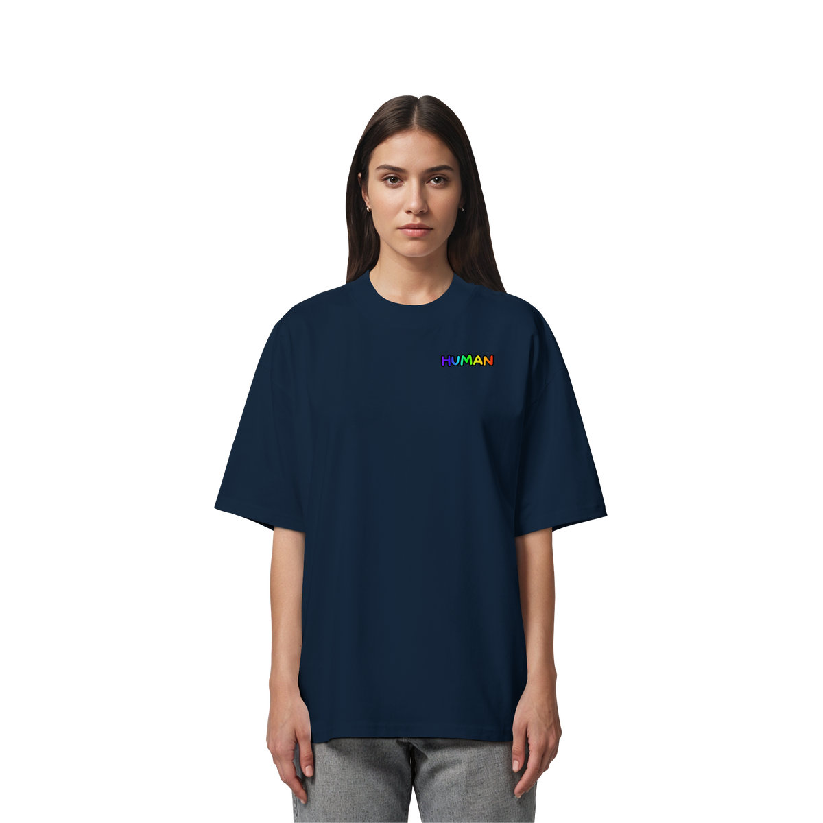 HUMAN in Regenbogen Farben "Bubble Edition" - Organic Oversize Shirt