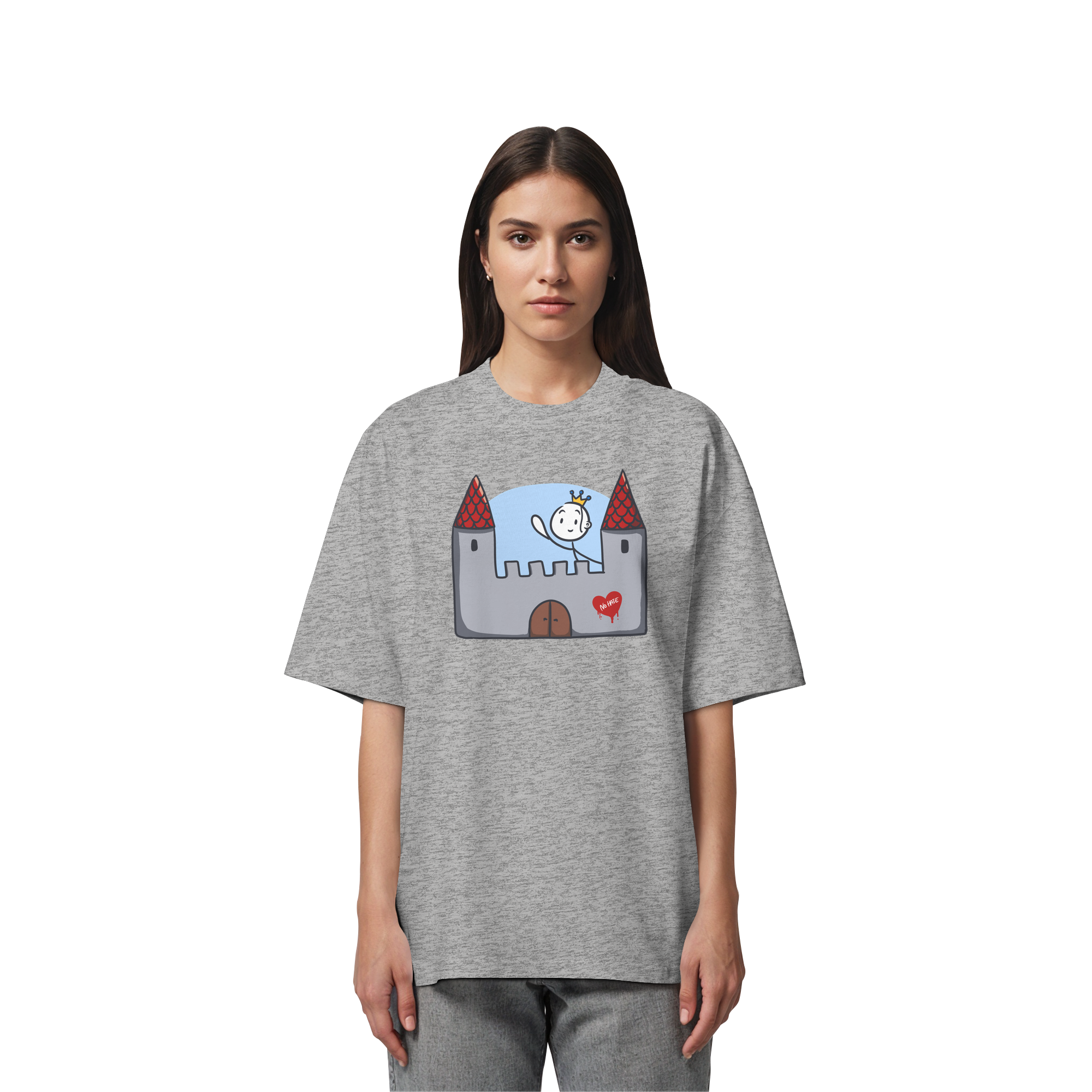Seelenmännchen "Schloss Edition" Frontprint (hell) - Organic Oversize Shirt