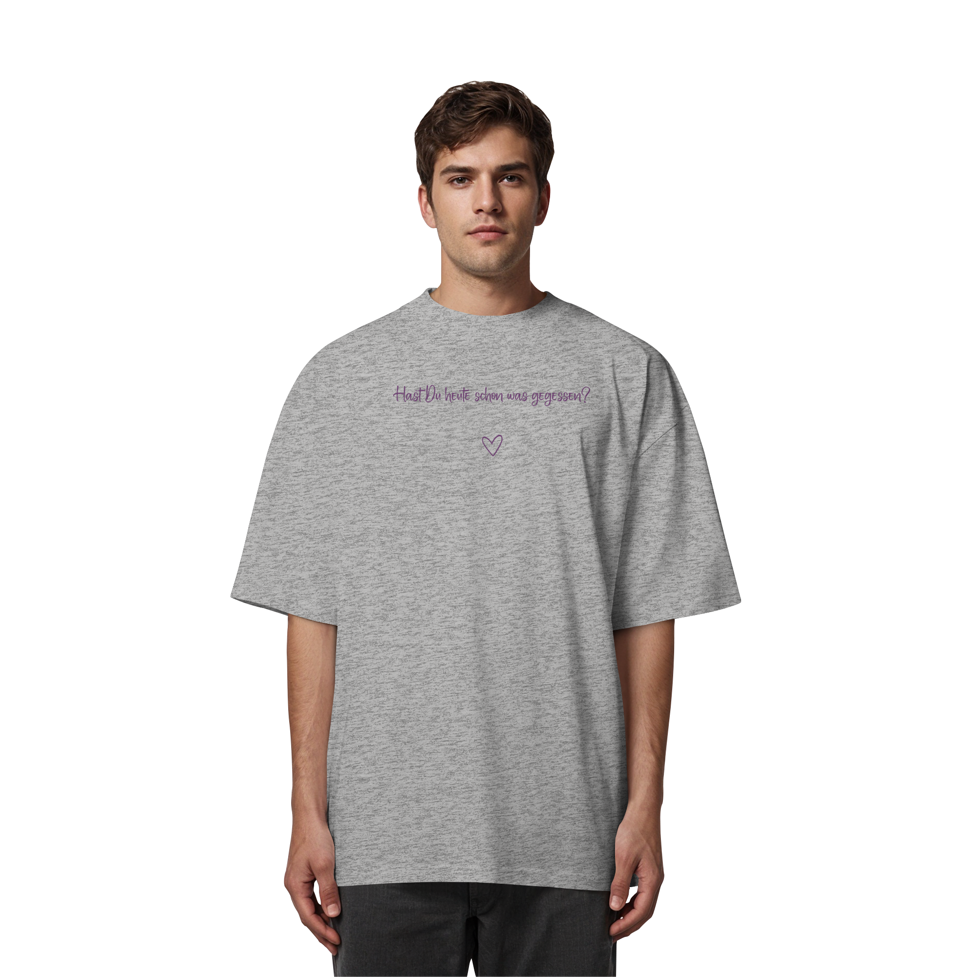 Hast Du heute schon was gegessen? "Lila Herz Edition" - Organic Oversize Shirt