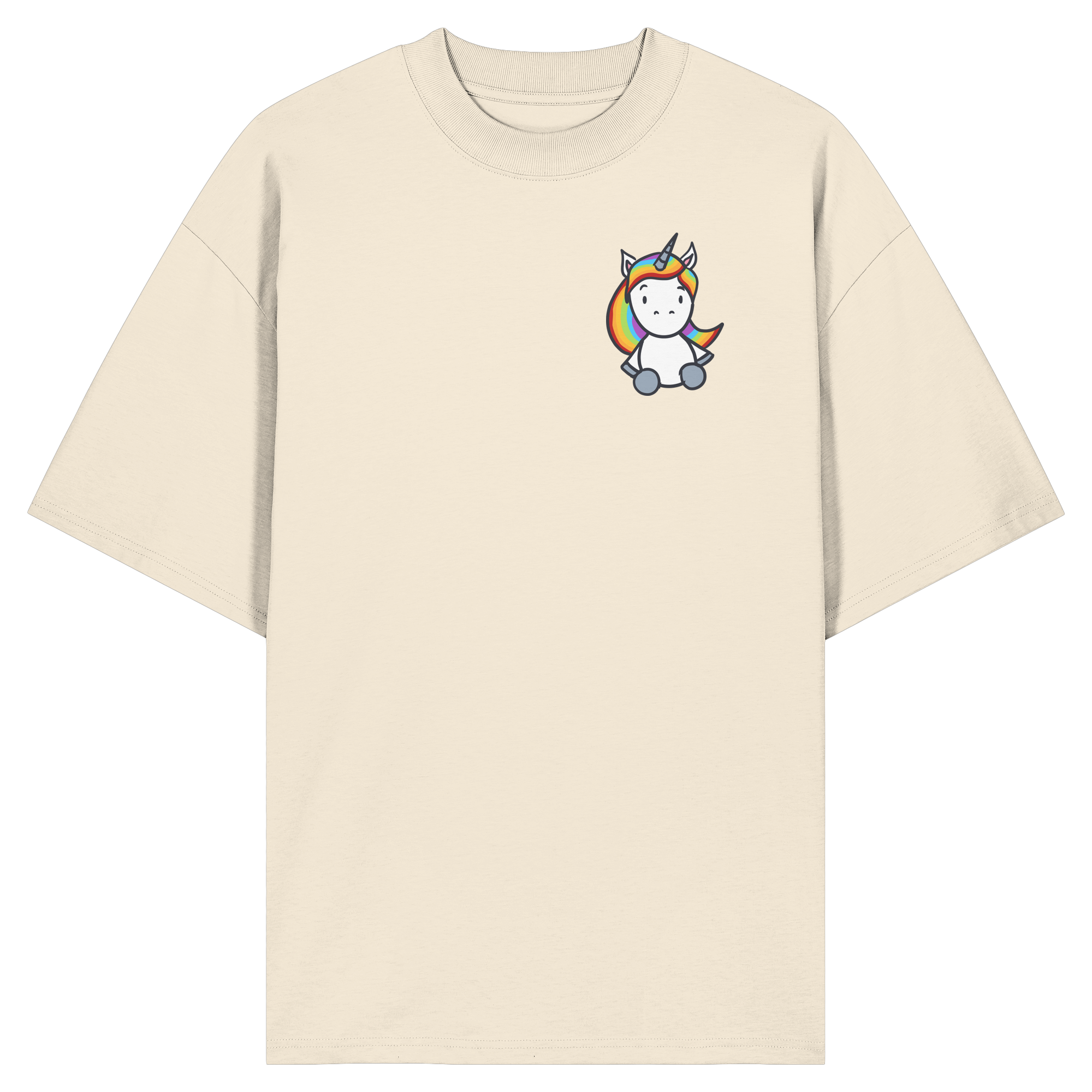 Schwarz Weiß wird Regenbogen Farben Backprint (hell) - Organic Oversize Shirt