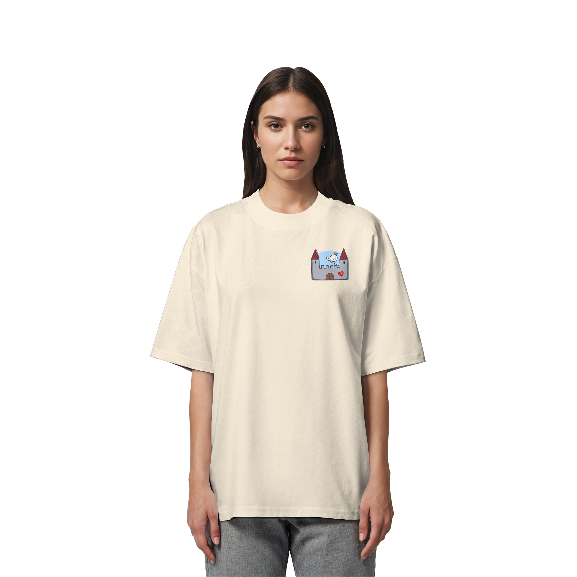 Hier und jetzt bin ich in Sicherheit "Schwarze Edition" Backprint - Organic Oversize Shirt