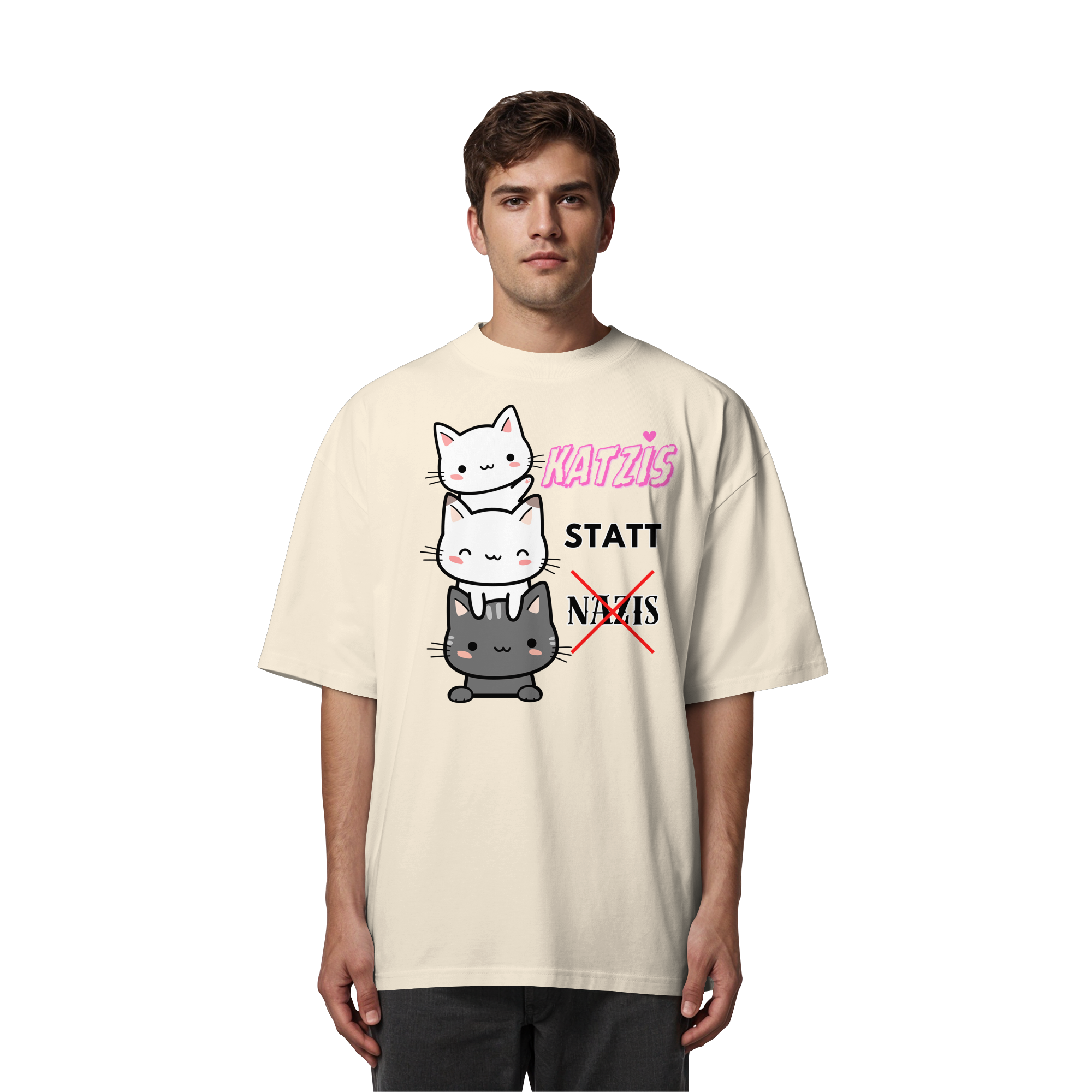 Katzis statt Nazis - Organic Oversize Shirt