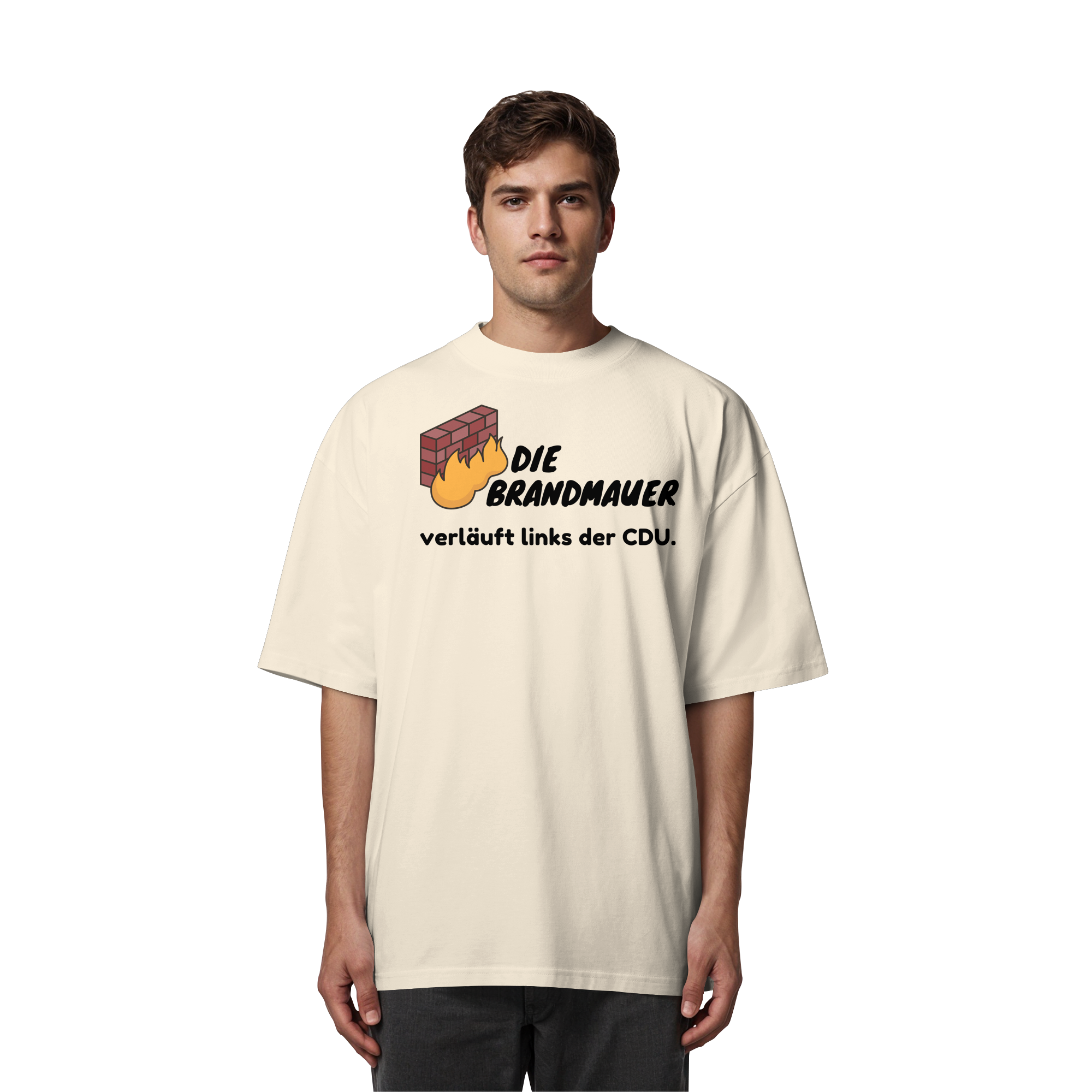 Brandmauer (schwarze Schrift) - Organic Oversize Shirt