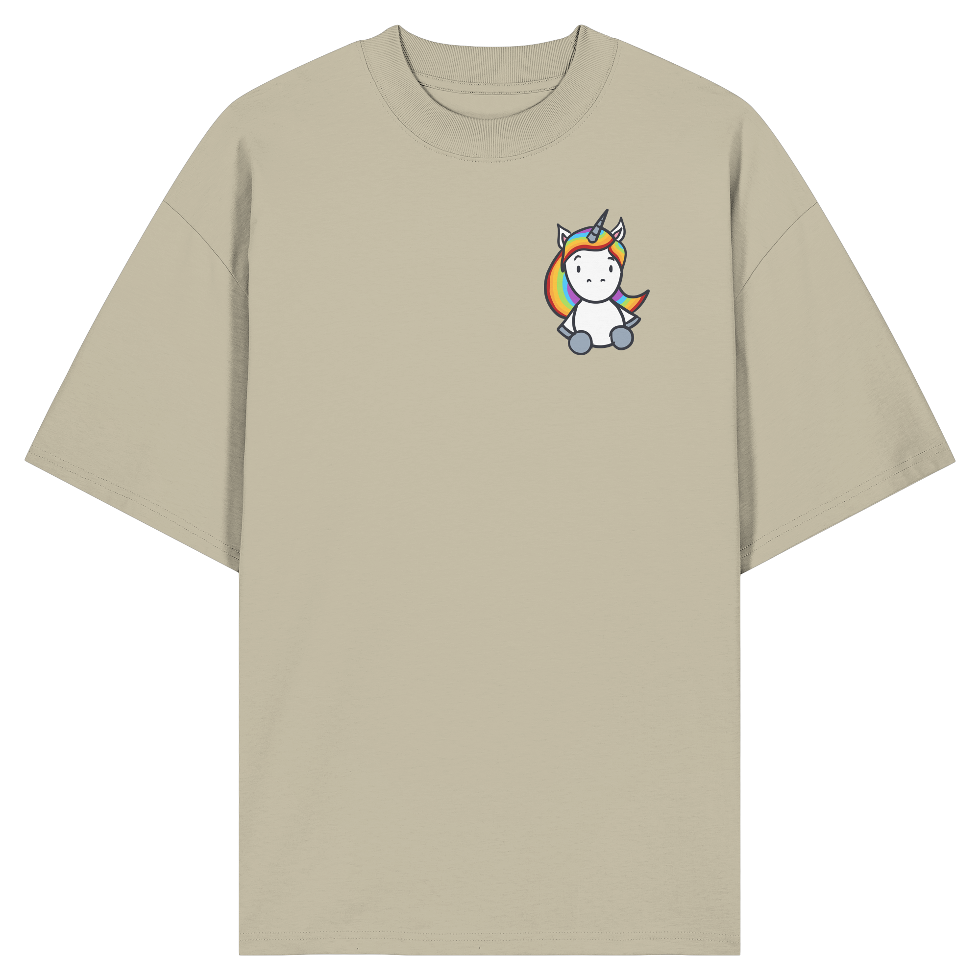 Schwarz Weiß wird Regenbogen Farben Backprint (hell) - Organic Oversize Shirt