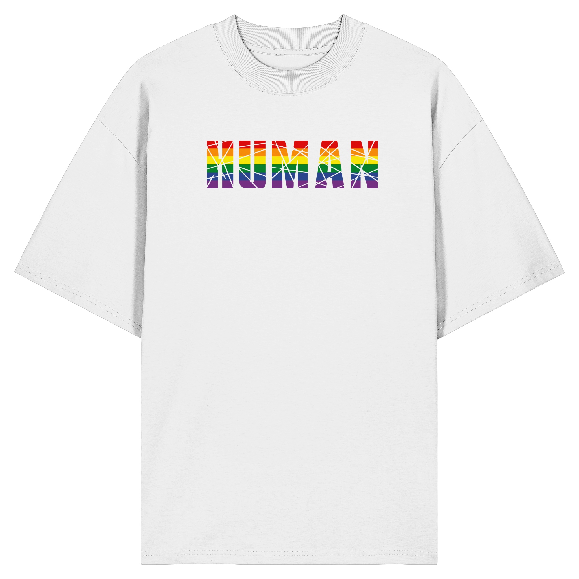 HUMAN in Regenbogen Farben - Organic Oversize Shirt