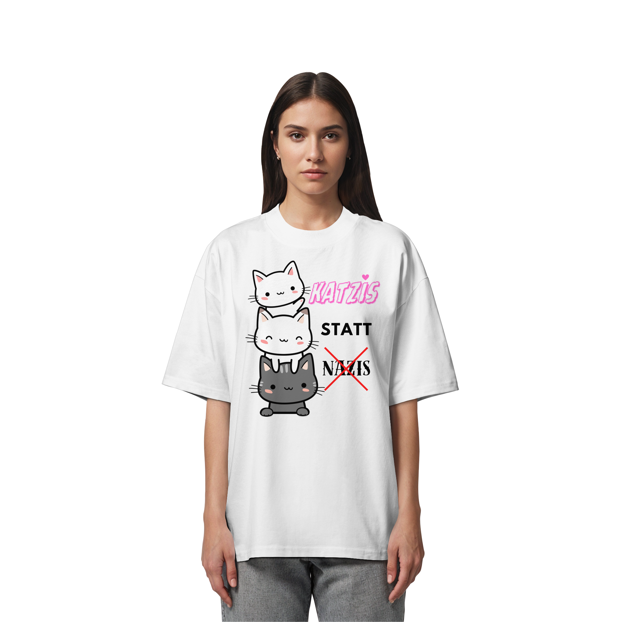 Katzis statt Nazis - Organic Oversize Shirt