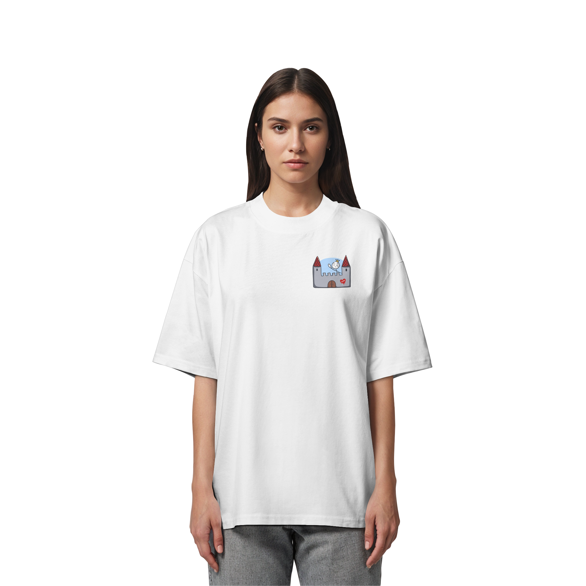 Seelenmännchen "Schloss Edition" Brustprint (hell) - Organic Oversize Shirt