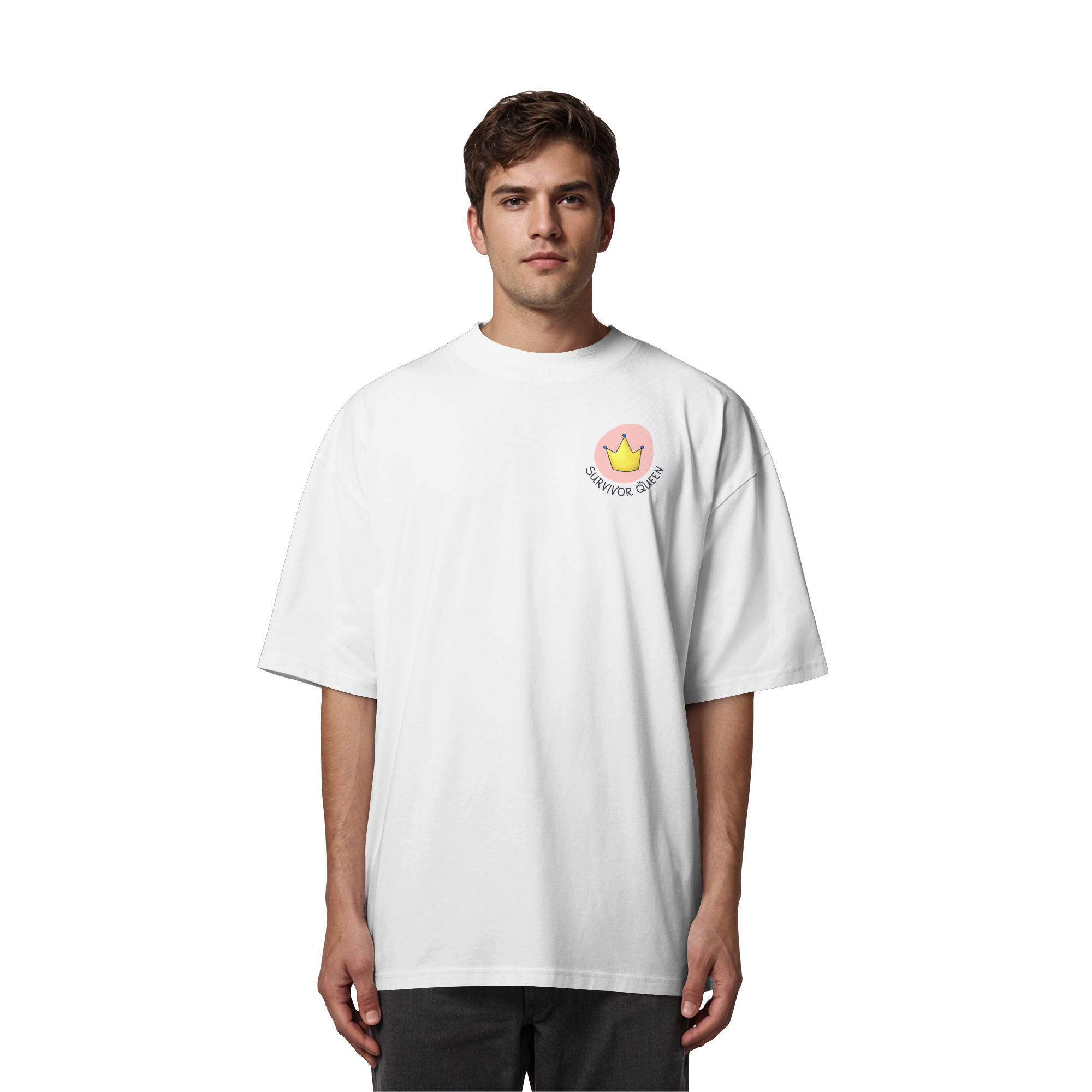 Survivor Queens Logo "Schriftzug Edition" Brustprint (hell) - Organic Oversize Shirt