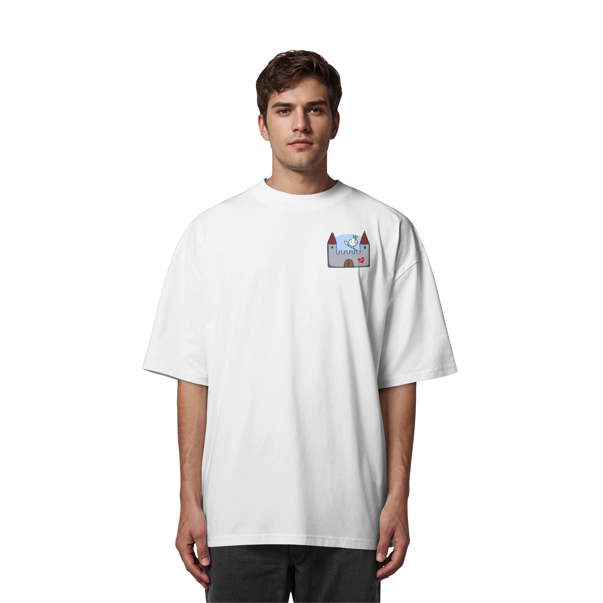 Hier und jetzt bin ich in Sicherheit "Schwarze Edition" Backprint - Organic Oversize Shirt