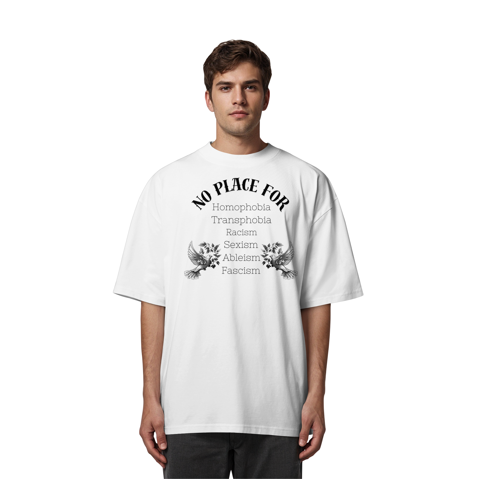 No Place For (schwarze Schrift) - Organic Oversize Shirt