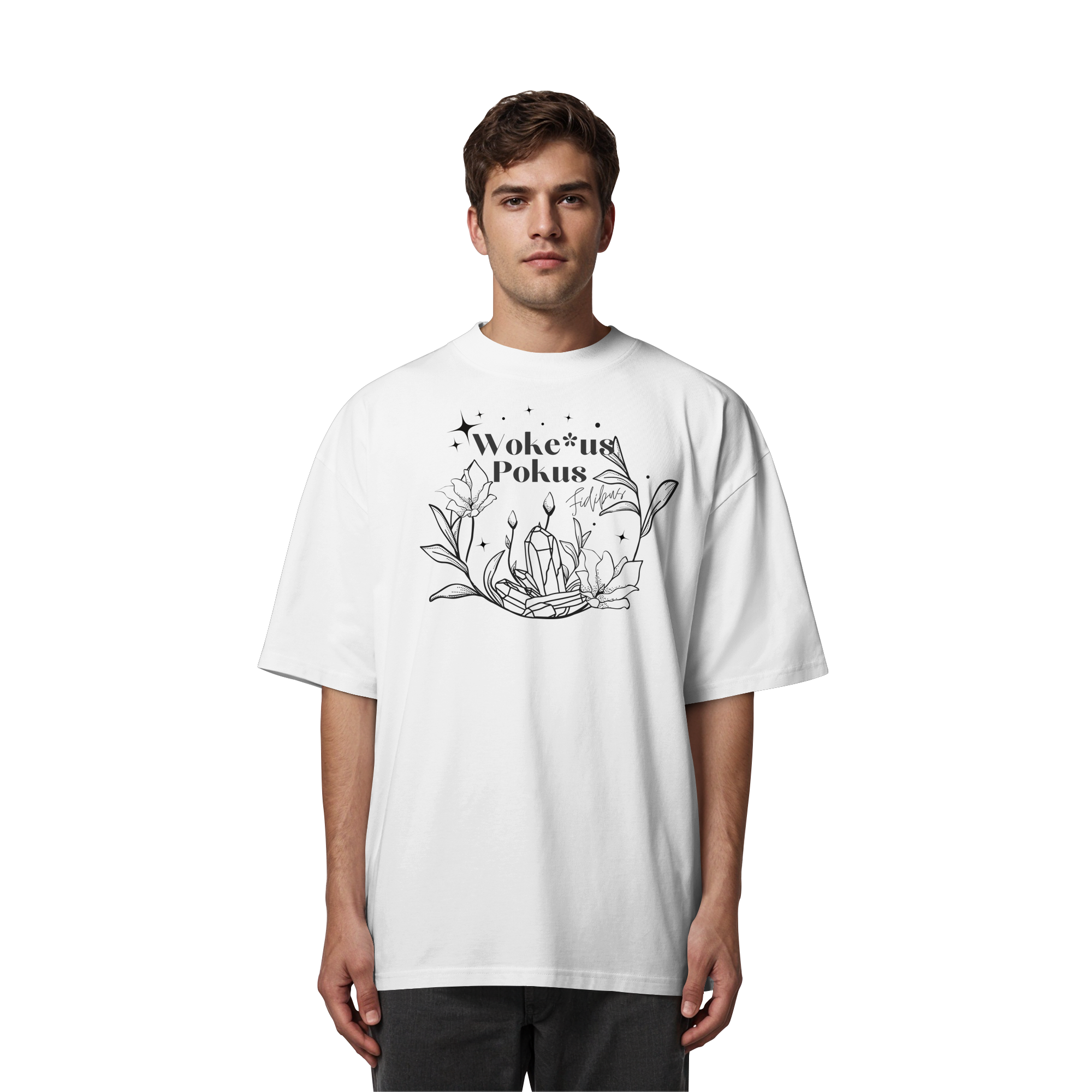 Woke*us Pokus (schwarze Schrift) - Organic Oversize Shirt