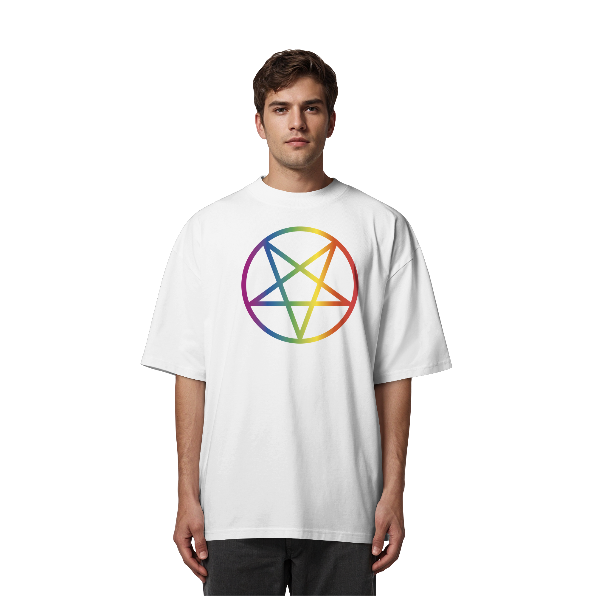 Regenbogen Pentagramm - Organic Oversize Shirt