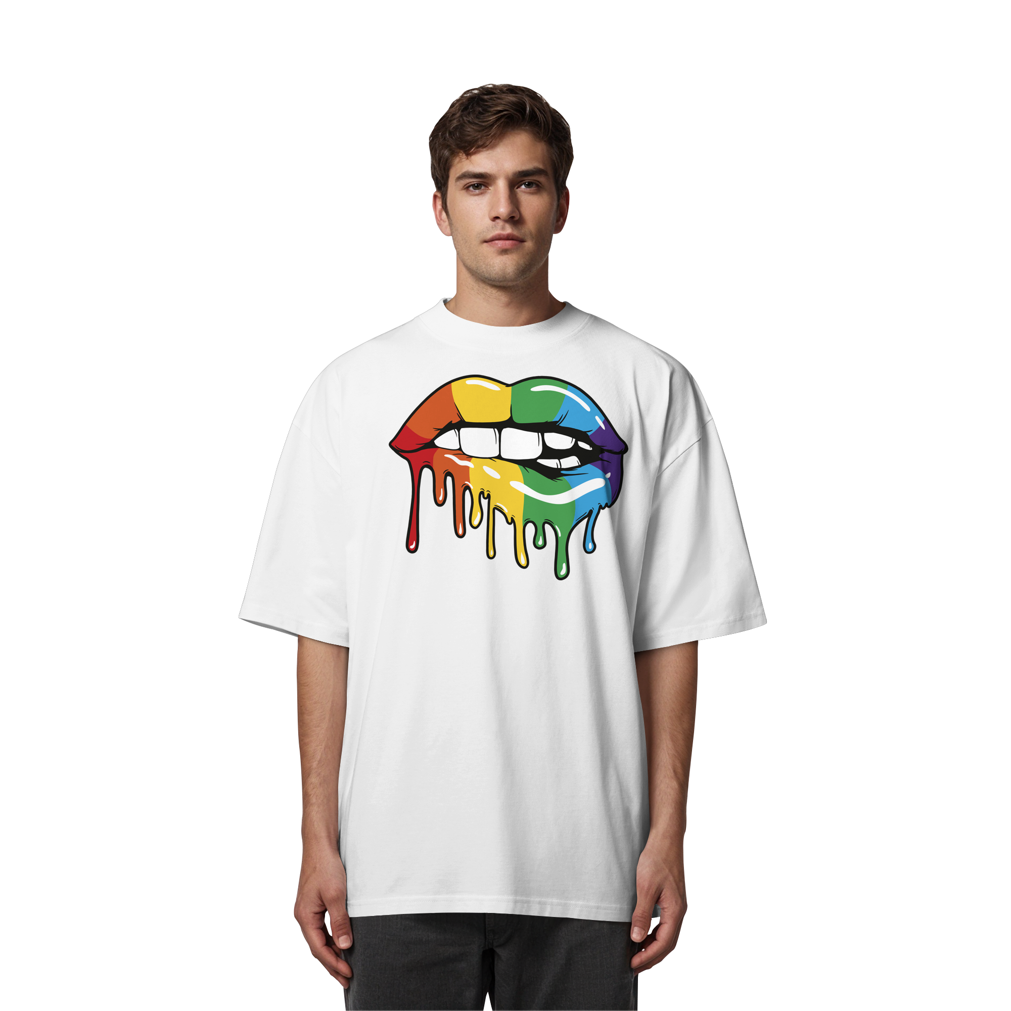 Regenbogen Lippen - Organic Oversize Shirt