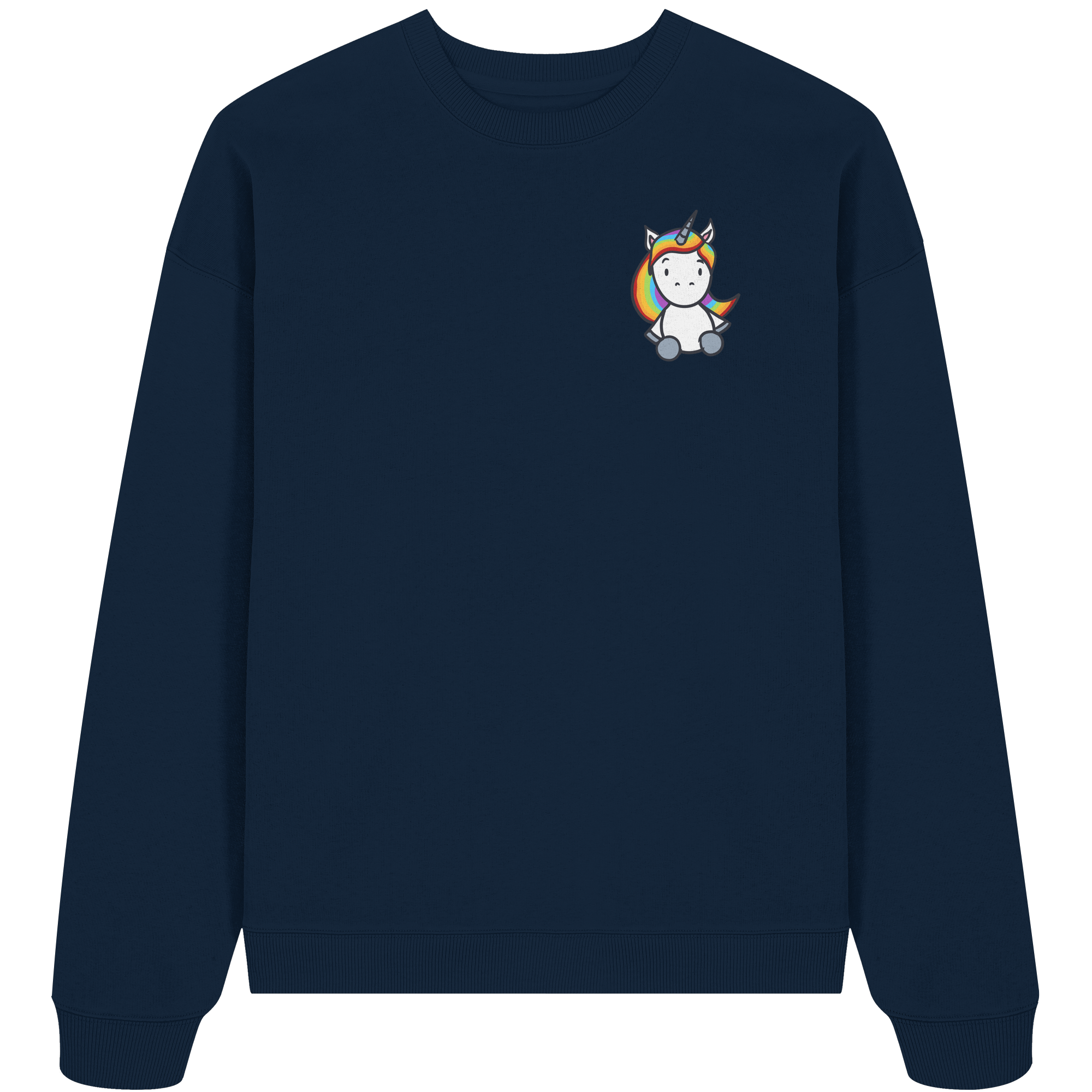 Schwarz Weiß wird Regenbogen Farben Backprint (dunkel) - Organic Oversize Sweatshirt