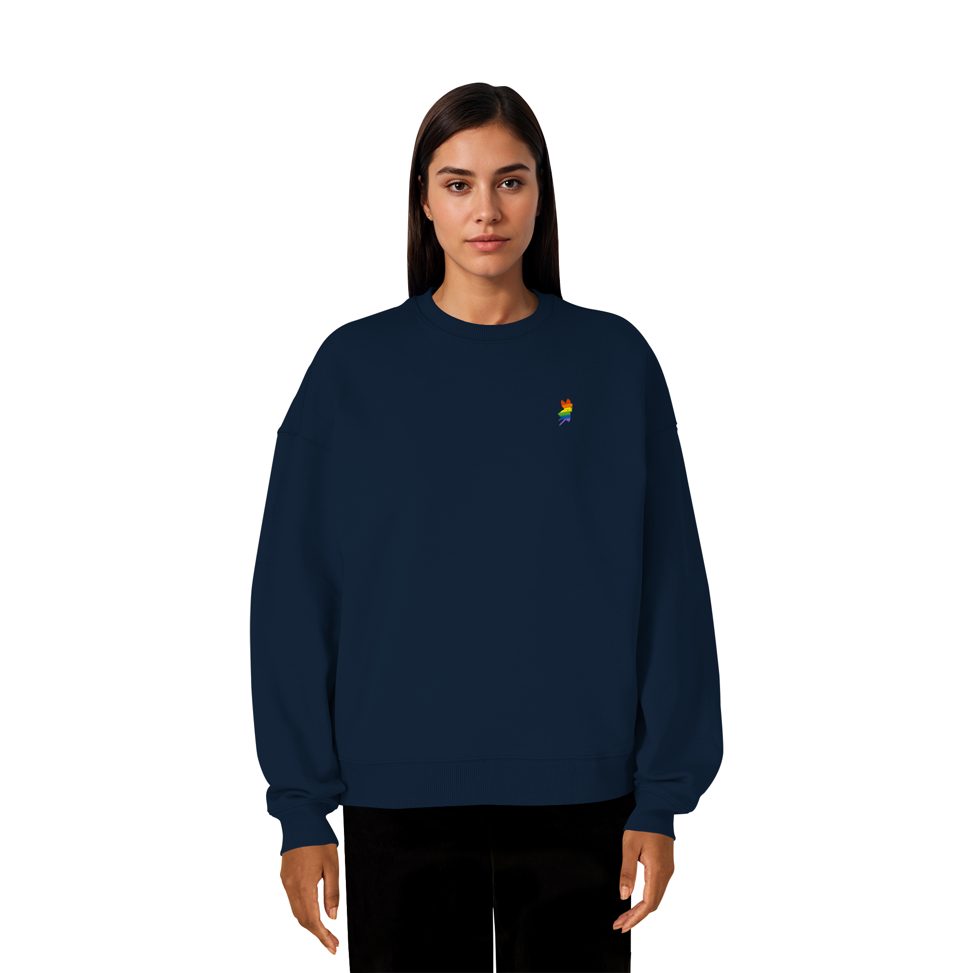 Regenbogen Fee - Organic Oversize Sweatshirt (Stick)