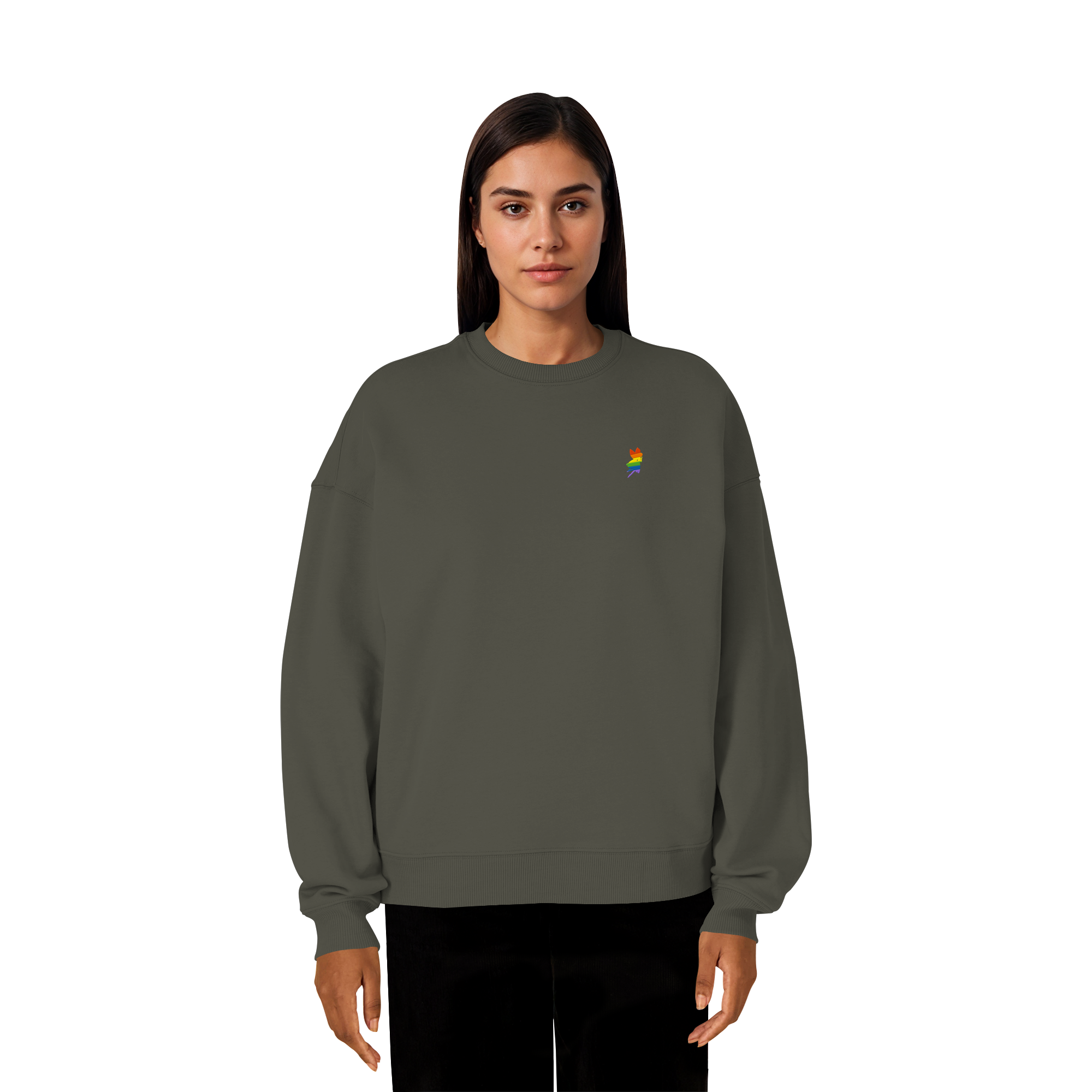 Regenbogen Fee - Organic Oversize Sweatshirt (Stick)