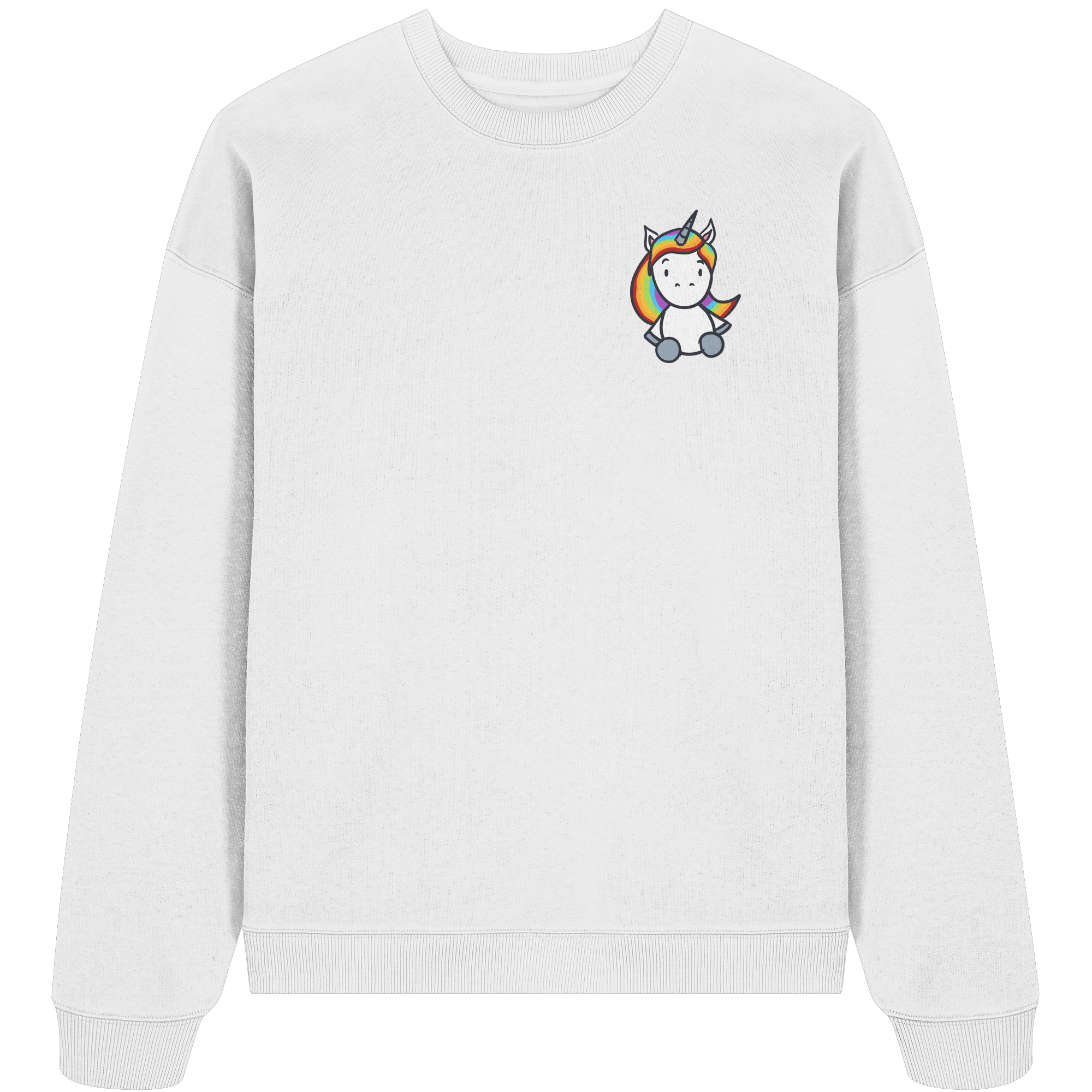 Schwarz Weiß wird Regenbogen Farben Backprint (hell) - Organic Oversize Sweatshirt