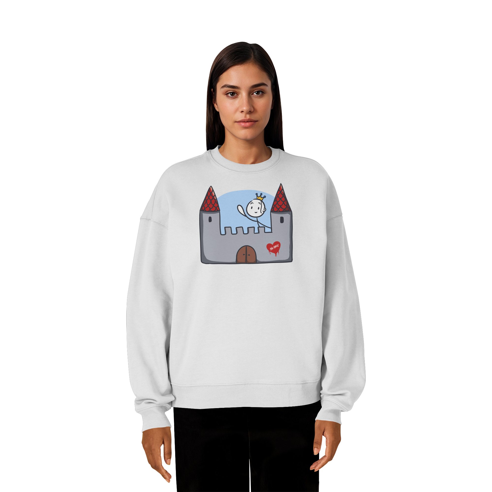 Seelenmännchen "Schloss Edition" Frontprint (hell) - Organic Oversize Sweatshirt