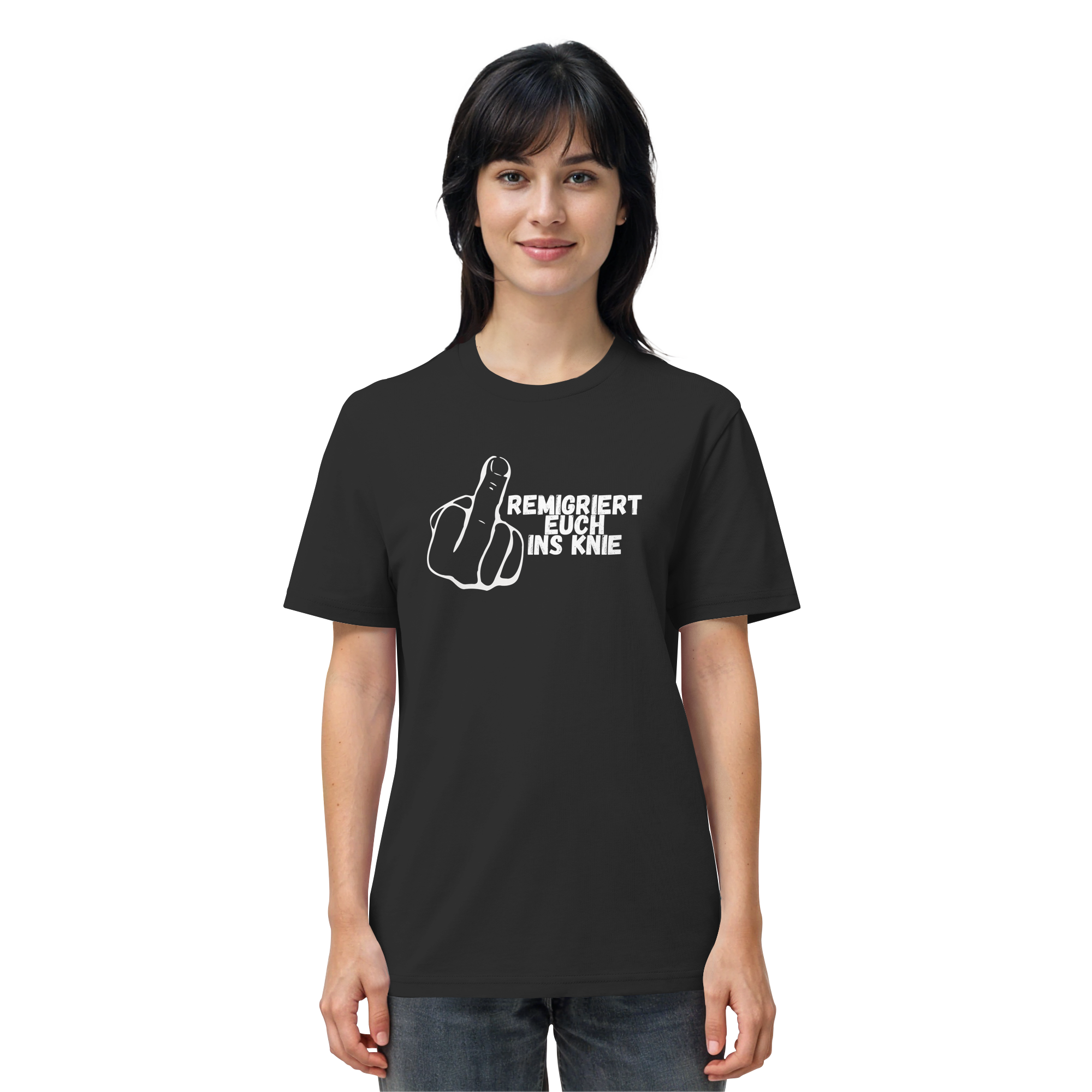 Remigriert Euch ins Knie "Mittelfinger Edition" - Organic Shirt