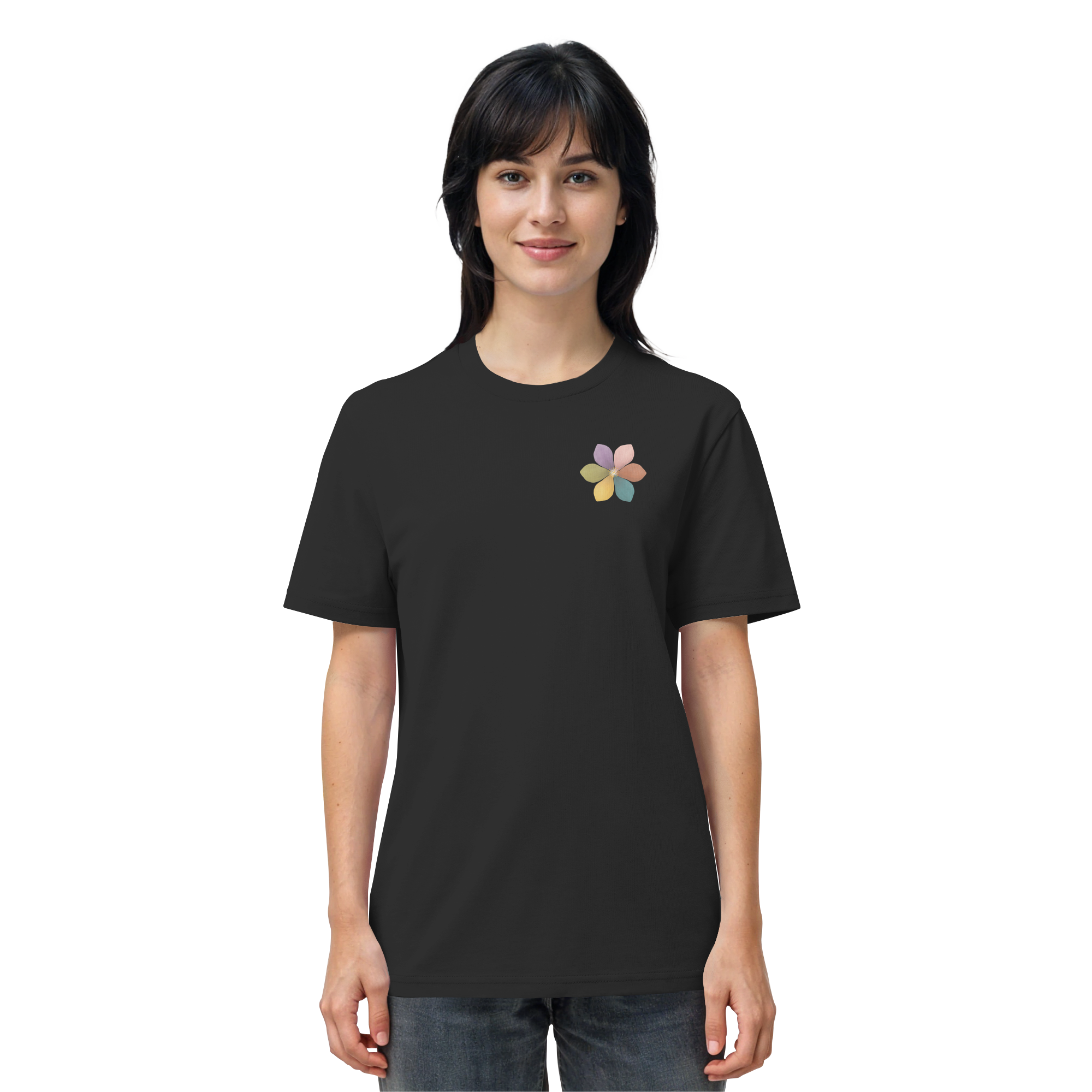 Einatmen Ausatmen "Achtsamkeitsblüte Edition" Backprint - Organic Shirt