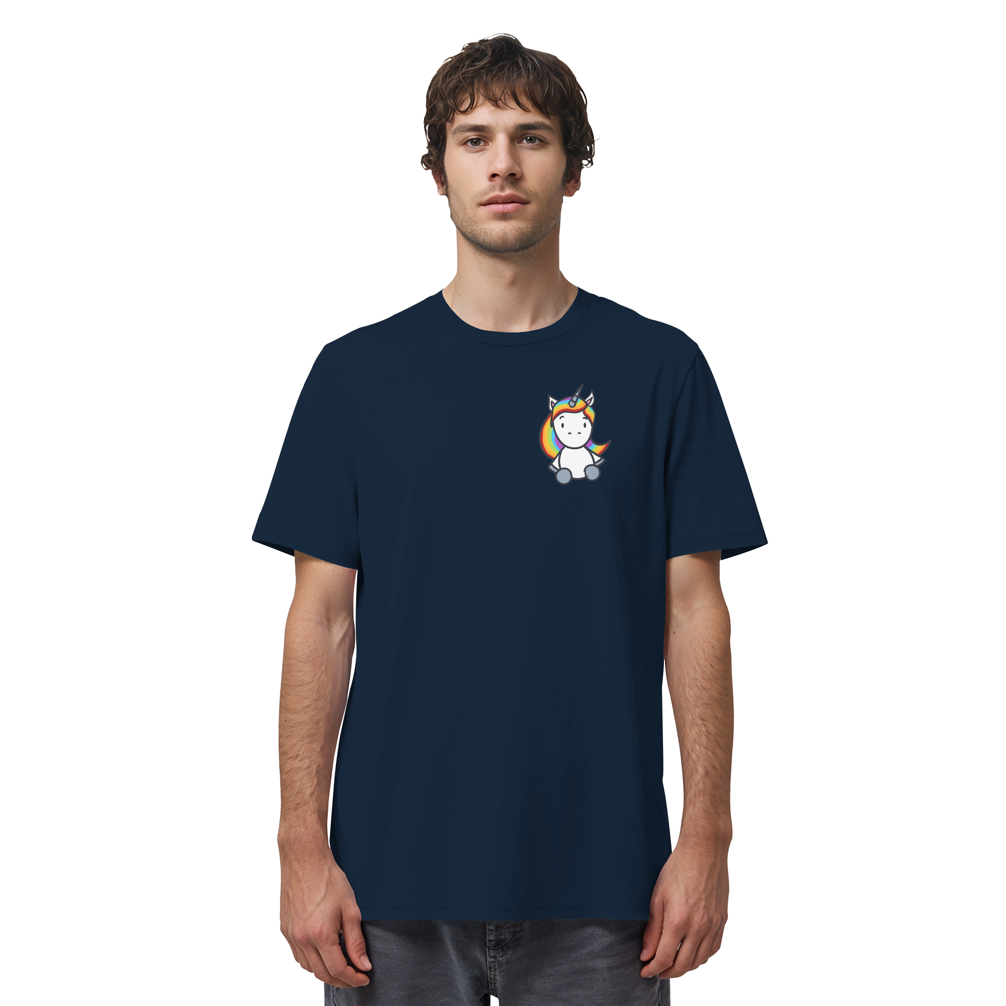 Schwarz Weiß wird Regenbogen Farben Backprint (dunkel) - Organic Shirt