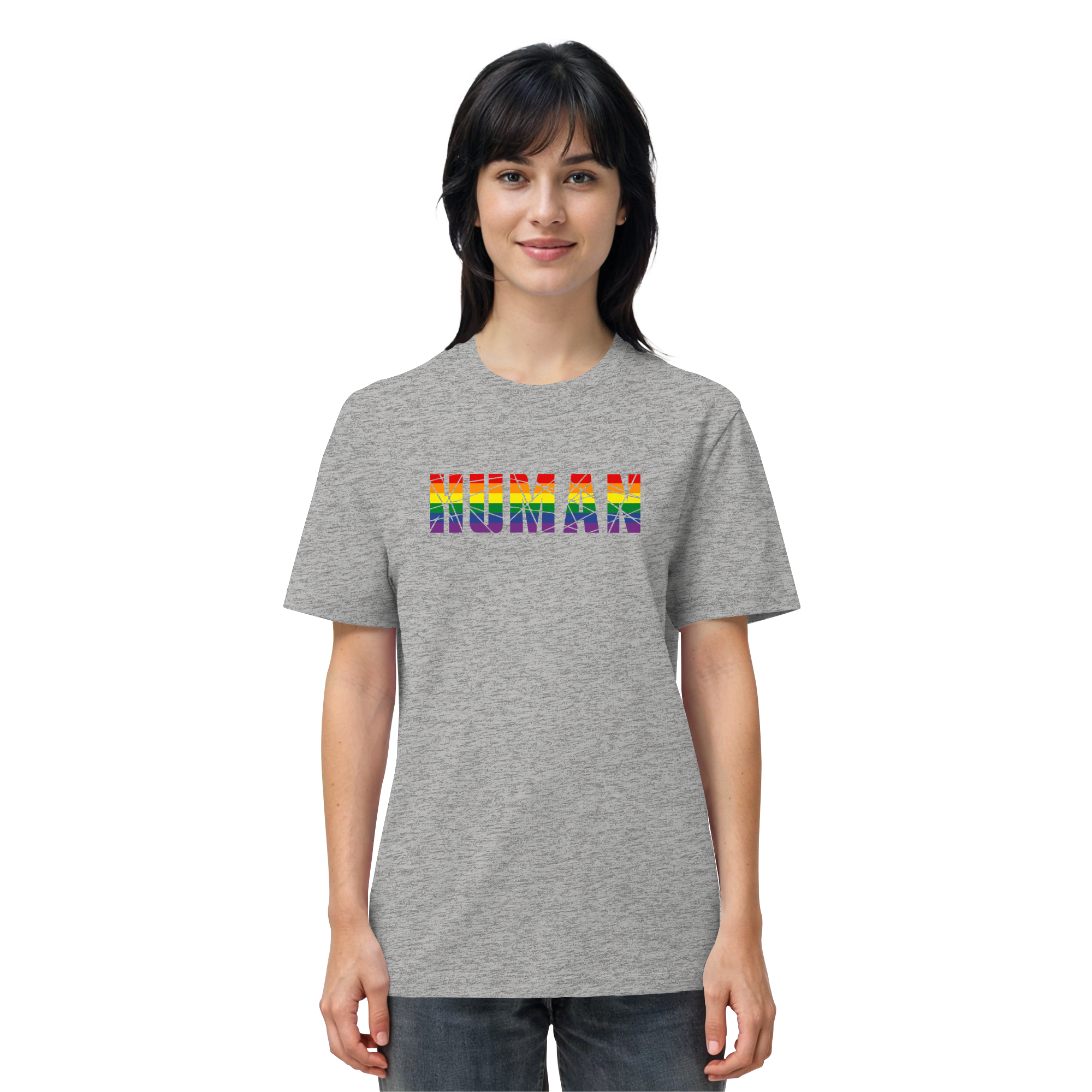 HUMAN in Regenbogen Farben - Organic Shirt