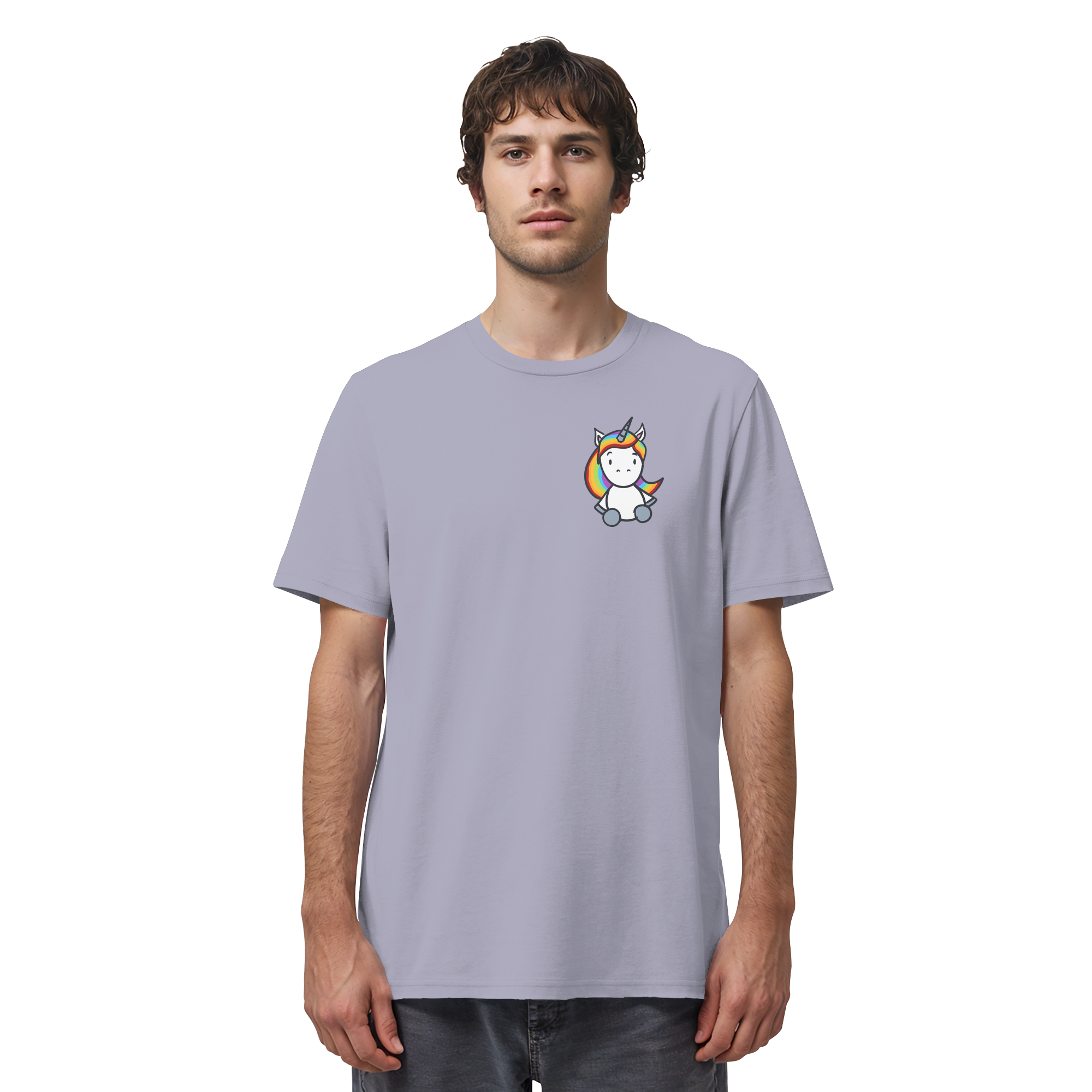 Schwarz Weiß wird Regenbogen Farben Backprint (hell) - Organic Shirt