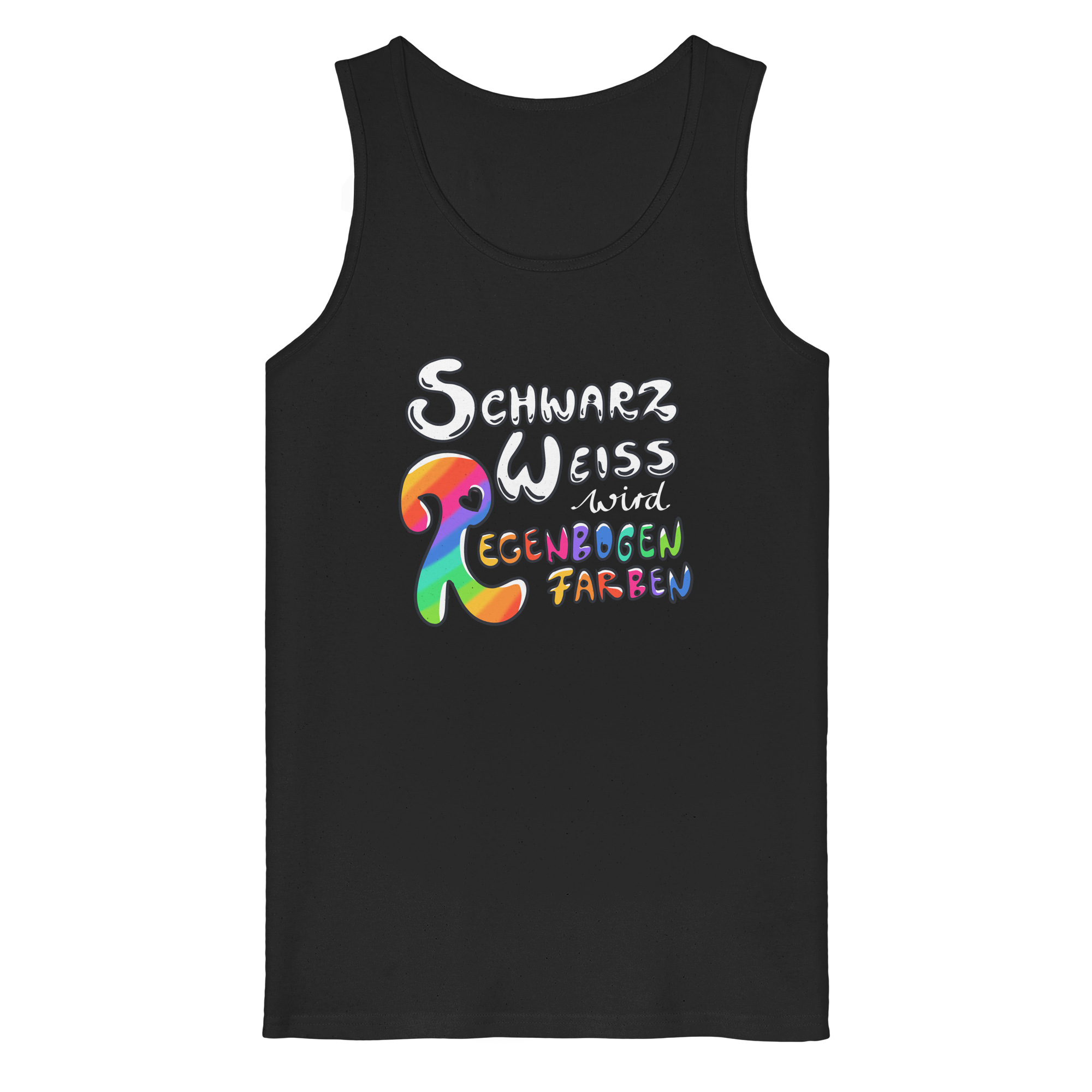 Schwarz Weiß wird Regenbogen Farben Frontprint (dunkel) - Organic Tank Top