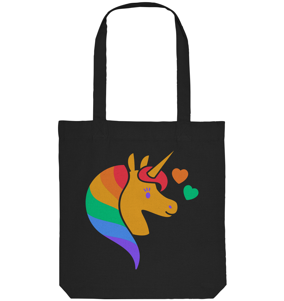 Regenbogen Einhorn mit Herzen - Organic Tote-Bag