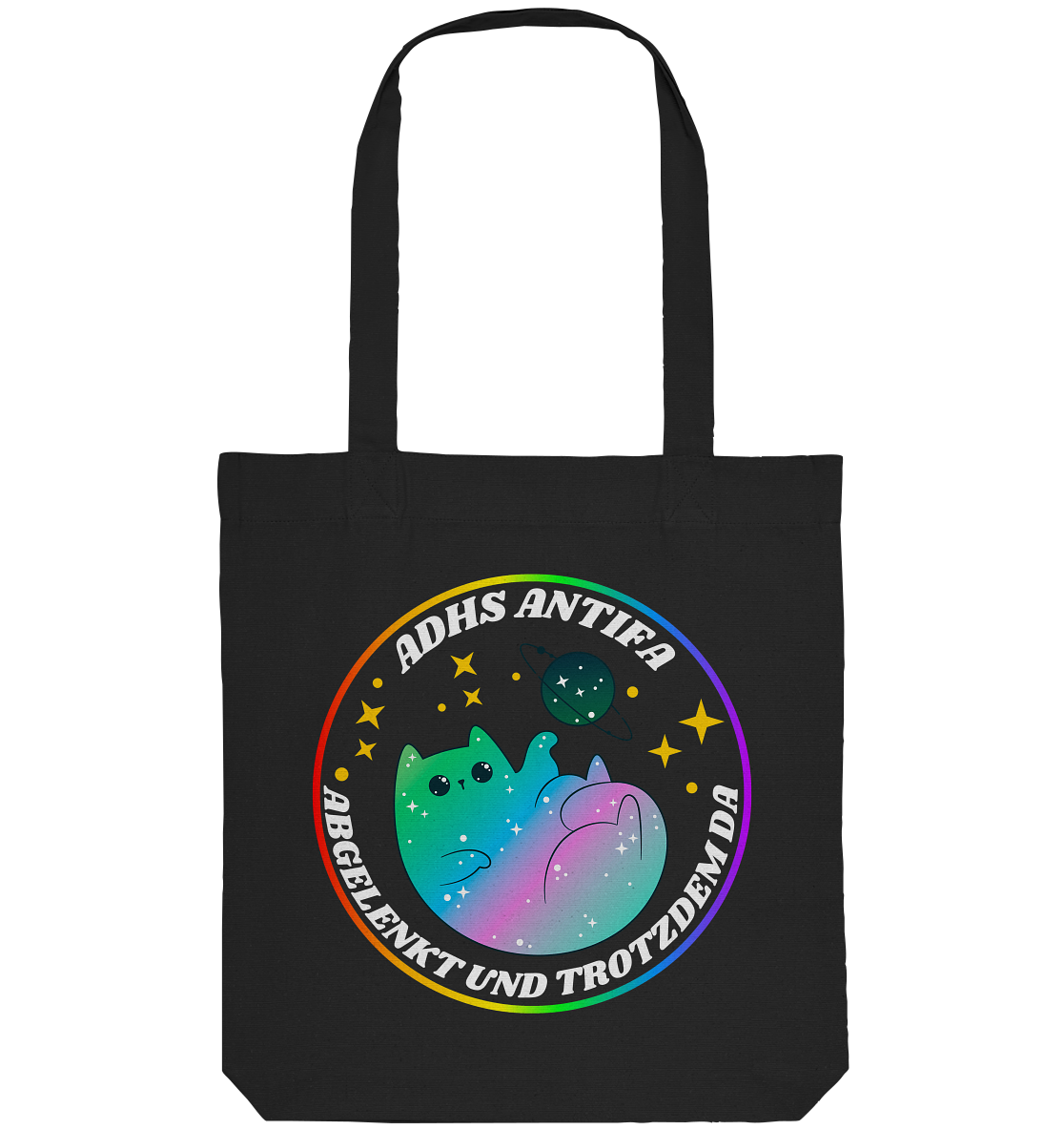 ADHS Antifa: Abgelenkt und trotzdem da "Space Cat Edition" - Organic Tote-Bag