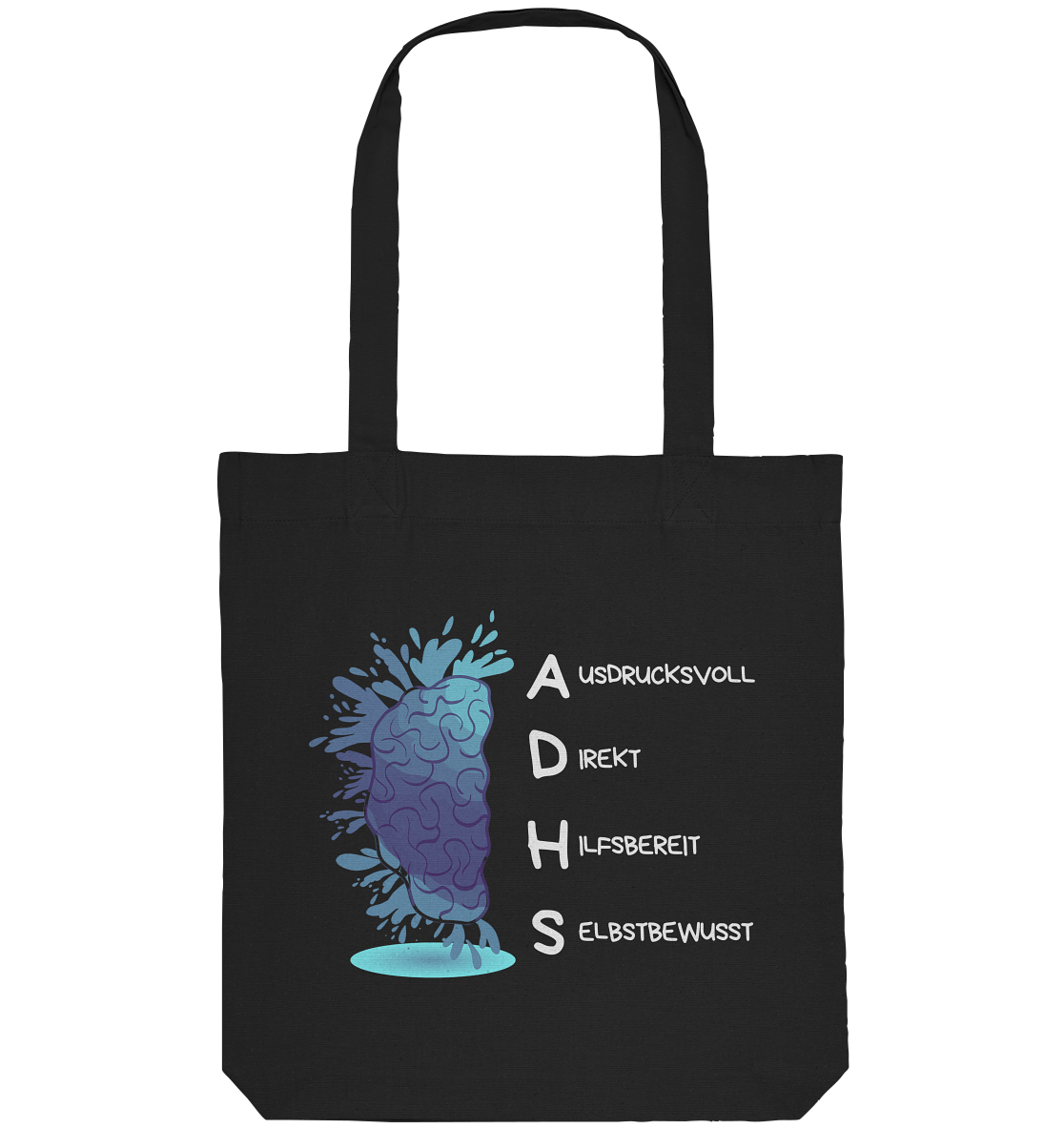 ADHS Ausdrucksvoll Direkt Hilfsbereit Selbstbewusst Backprint - Organic Tote-Bag