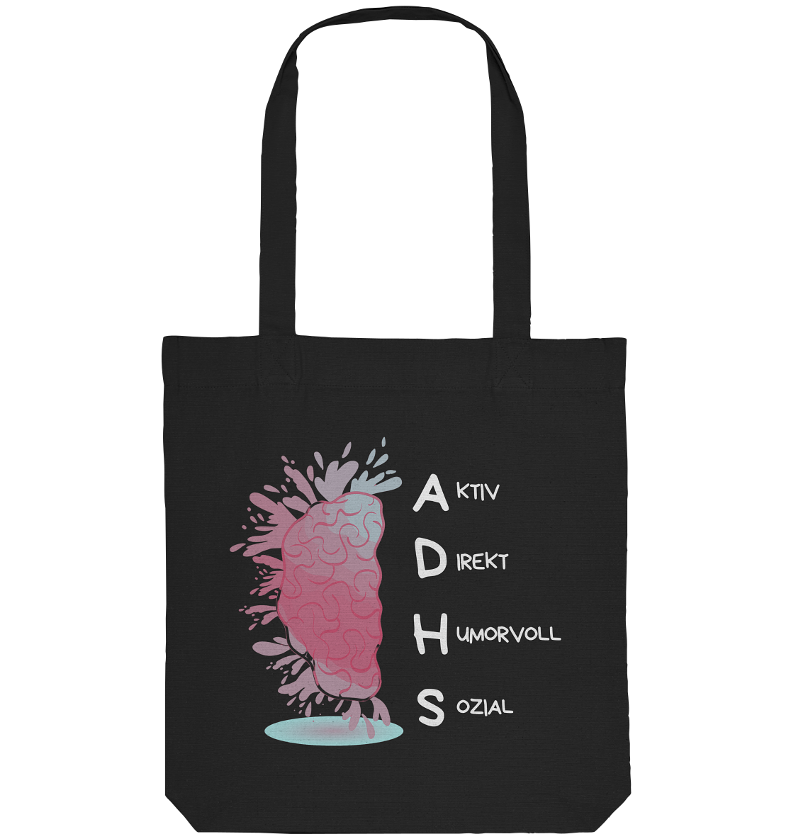 ADHS Aktiv Direkt Humorvoll Sozial Backprint - Organic Tote-Bag