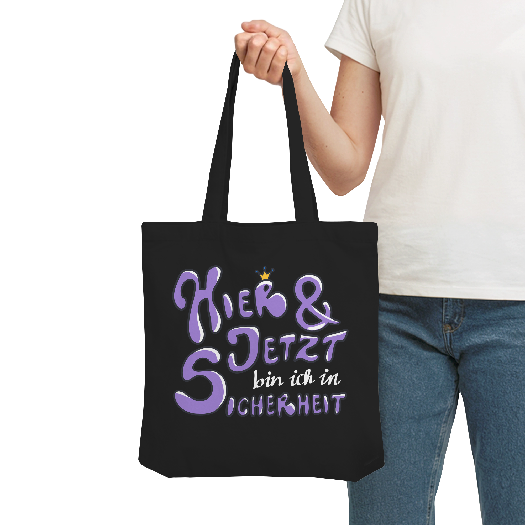 Hier und jetzt bin ich in Sicherheit "Lila Edition" - Organic Tote-Bag