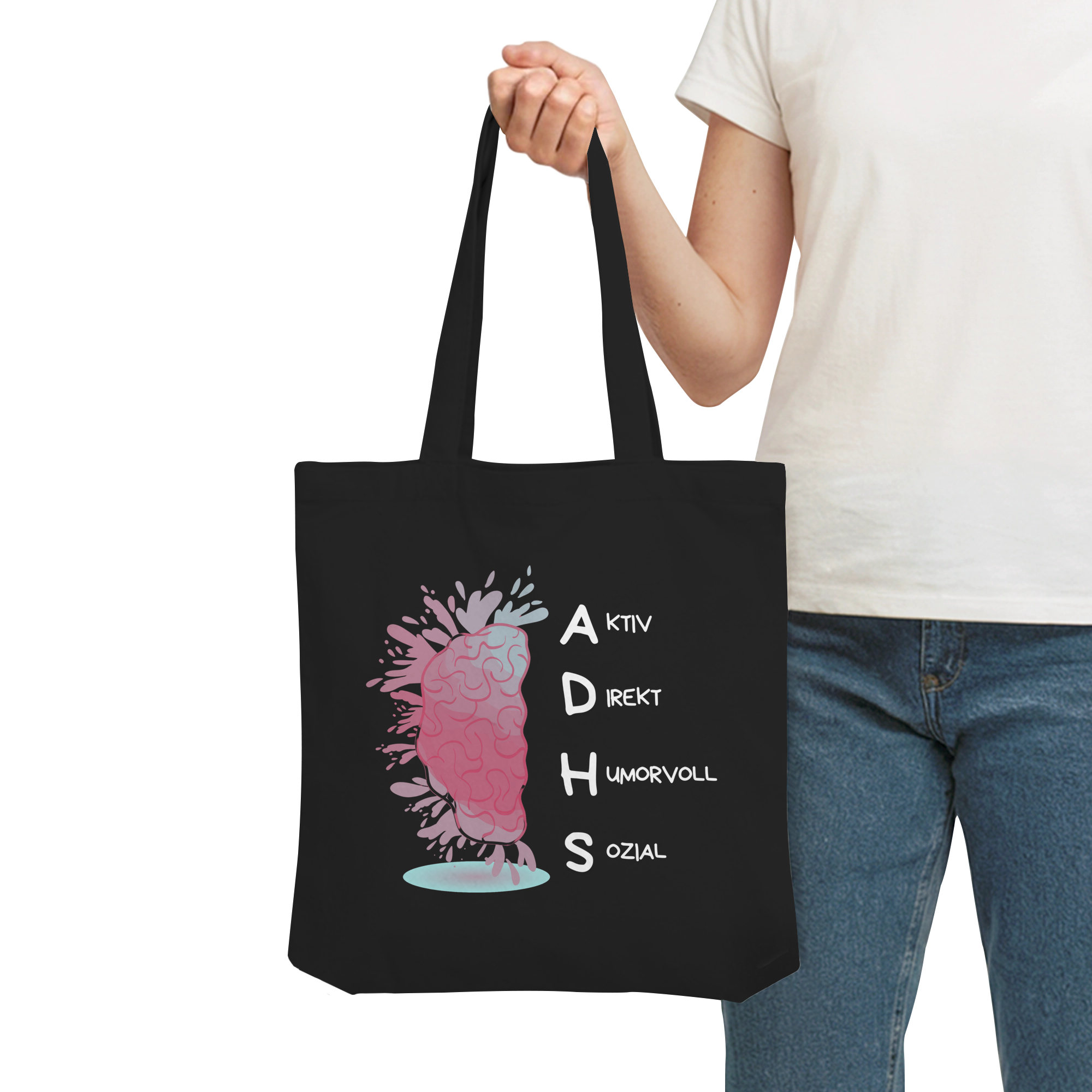 ADHS Aktiv Direkt Humorvoll Sozial Backprint - Organic Tote-Bag