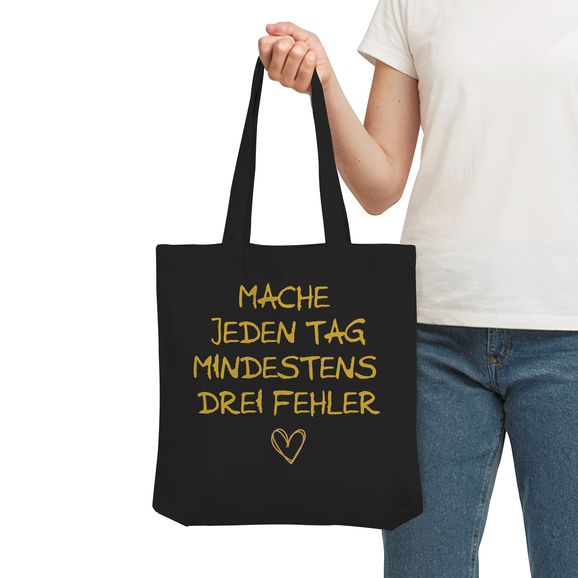 Mache jeden Tag mindestens drei Fehler "Goldherz Edition" - Organic Tote-Bag