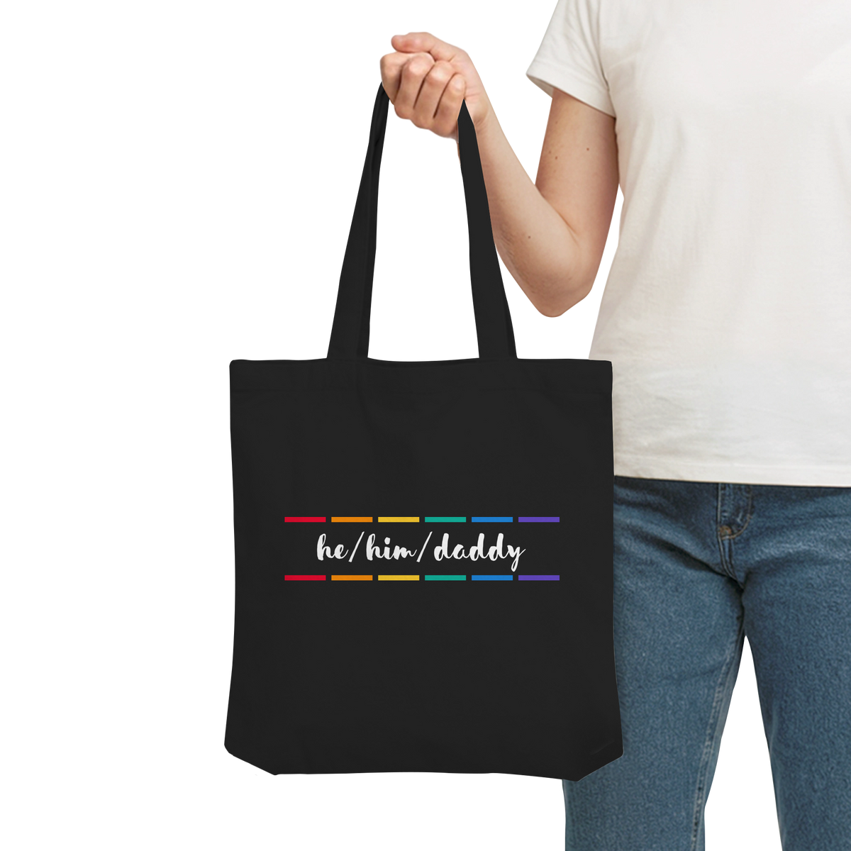 he/him/daddy "Pride Stripes Edition" - Organic Tote-Bag
