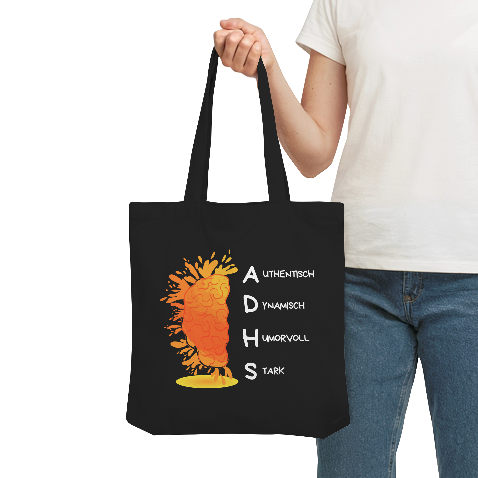 ADHS Authentisch Dynamisch Humorvoll Stark Backprint - Organic Tote-Bag