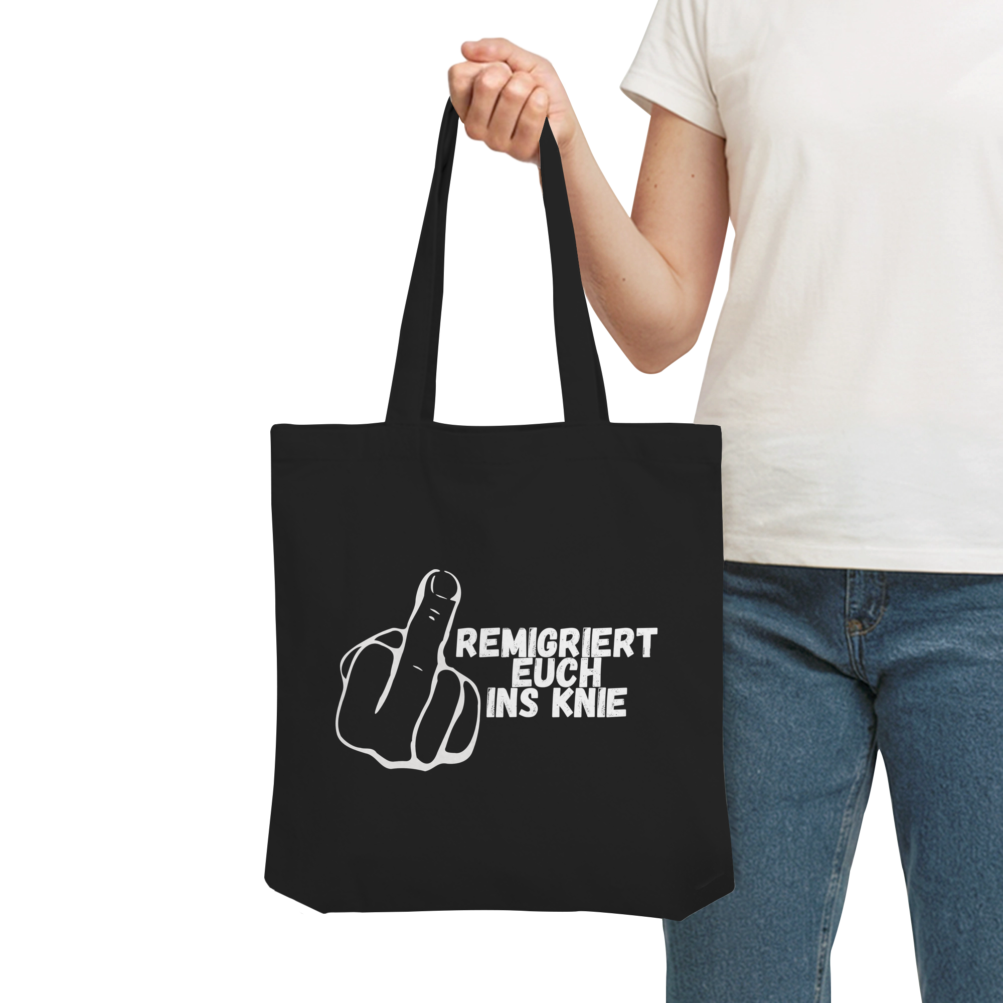 Remigriert Euch ins Knie "Mittelfinger Edition" - Organic Tote-Bag