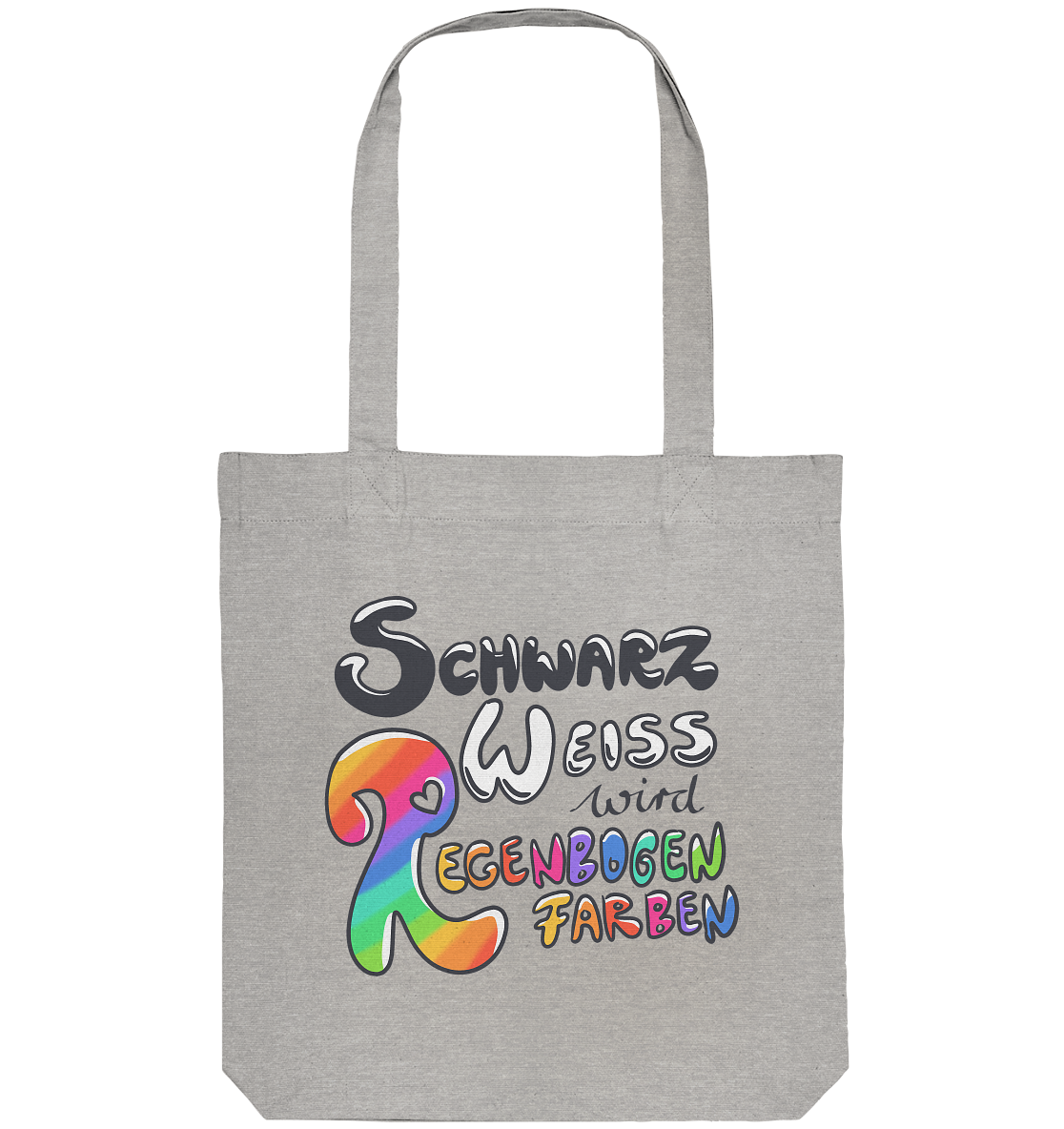 Schwarz Weiß wird Regenbogen Farben Frontprint (hell) - Organic Tote-Bag