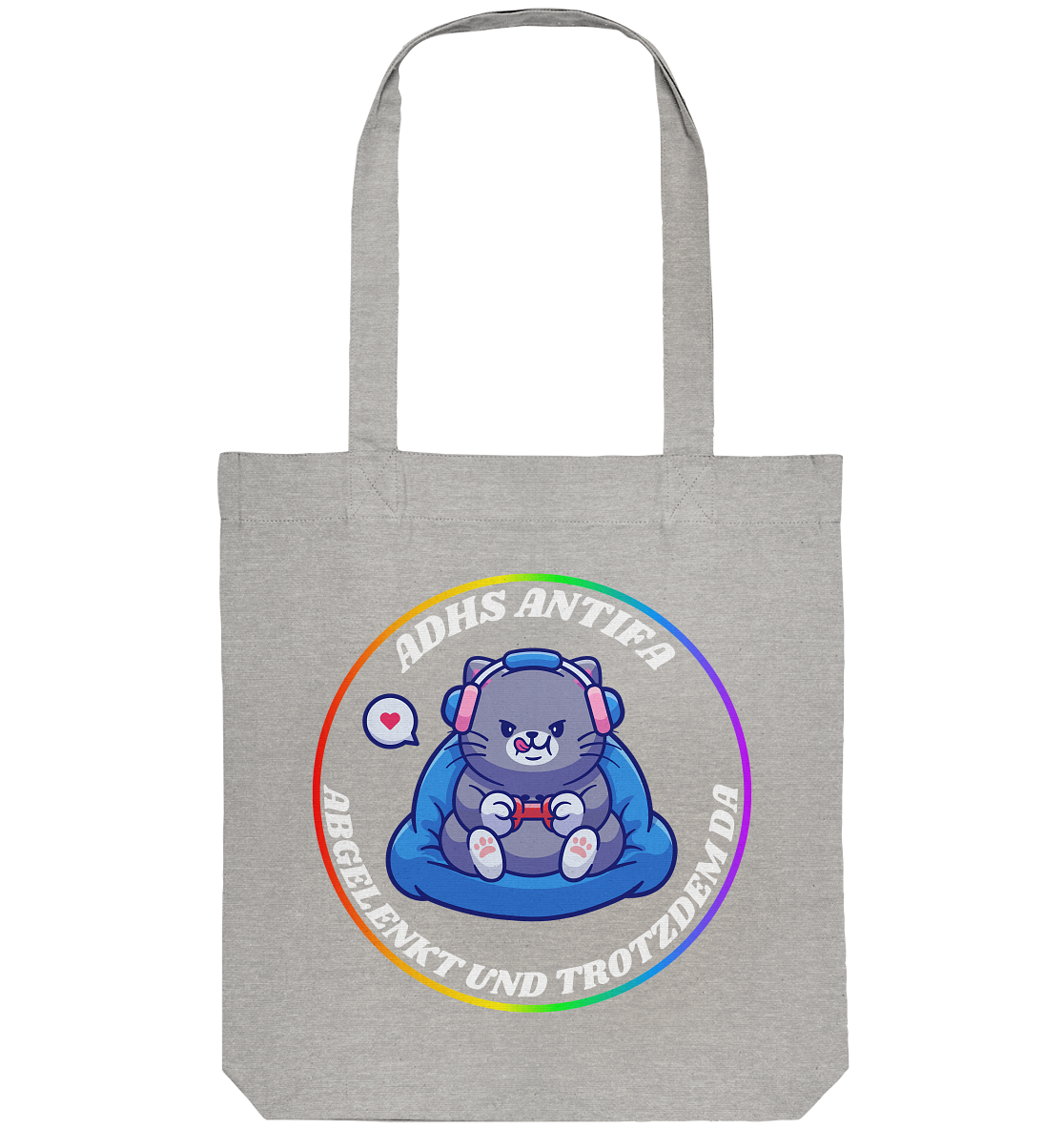 ADHS Antifa: Abgelenkt und trotzdem da "Gamer Cat Edition" - Organic Tote-Bag