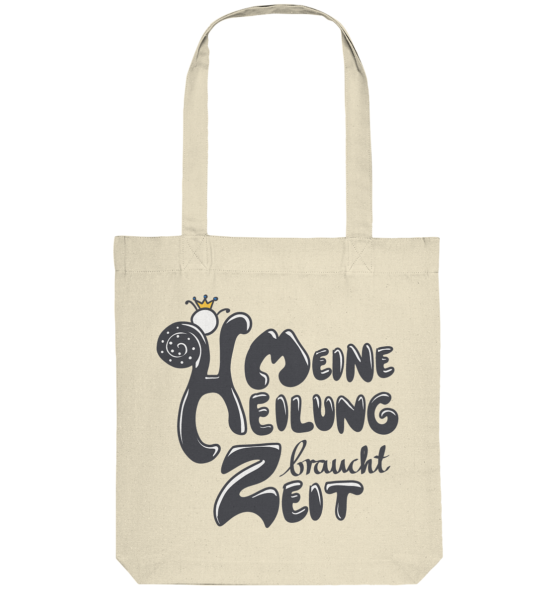 Meine Heilung braucht Zeit "Schwarze Edition" Backprint - Organic Tote-Bag