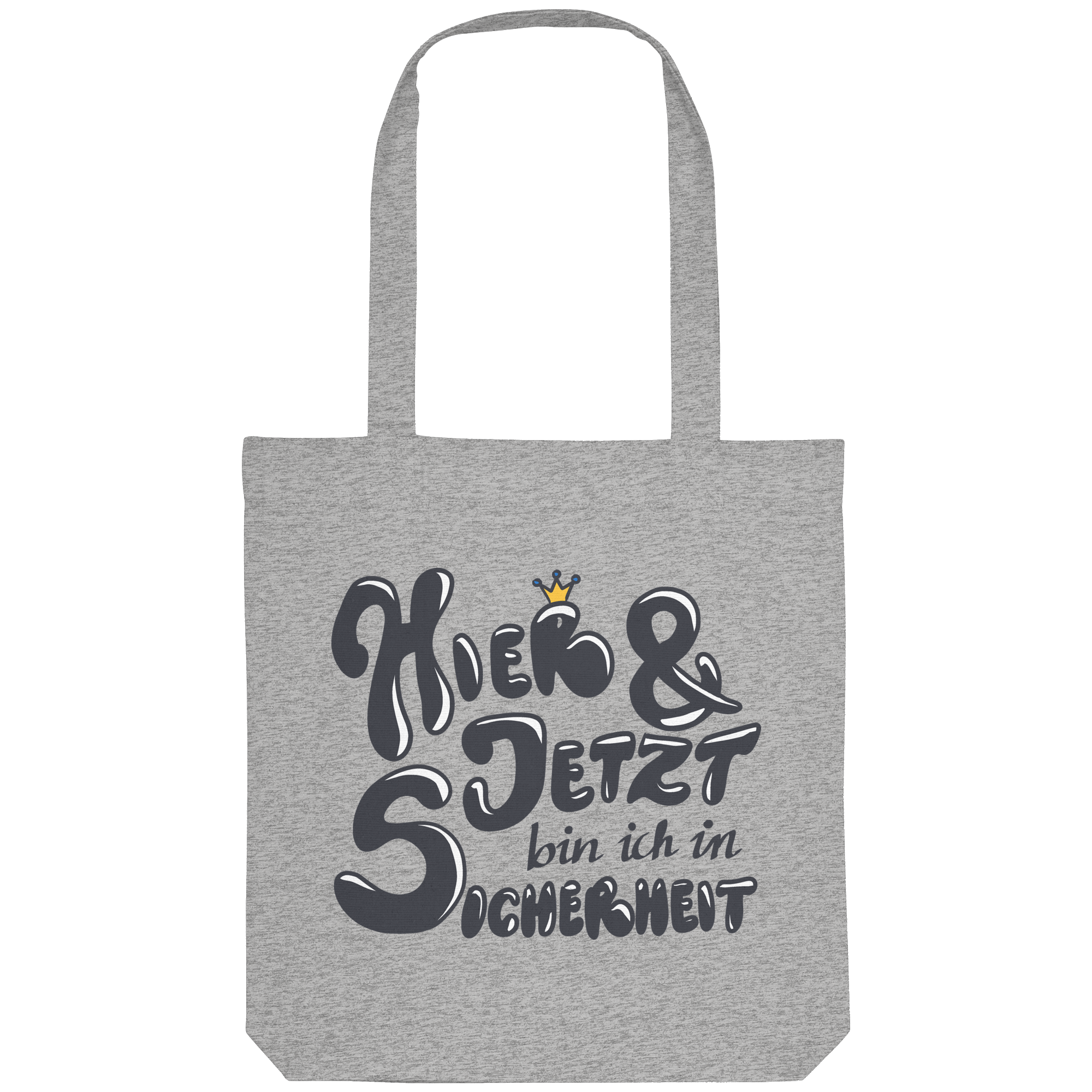 Hier und jetzt bin ich in Sicherheit "Schwarze Edition" Backprint - Organic Tote-Bag