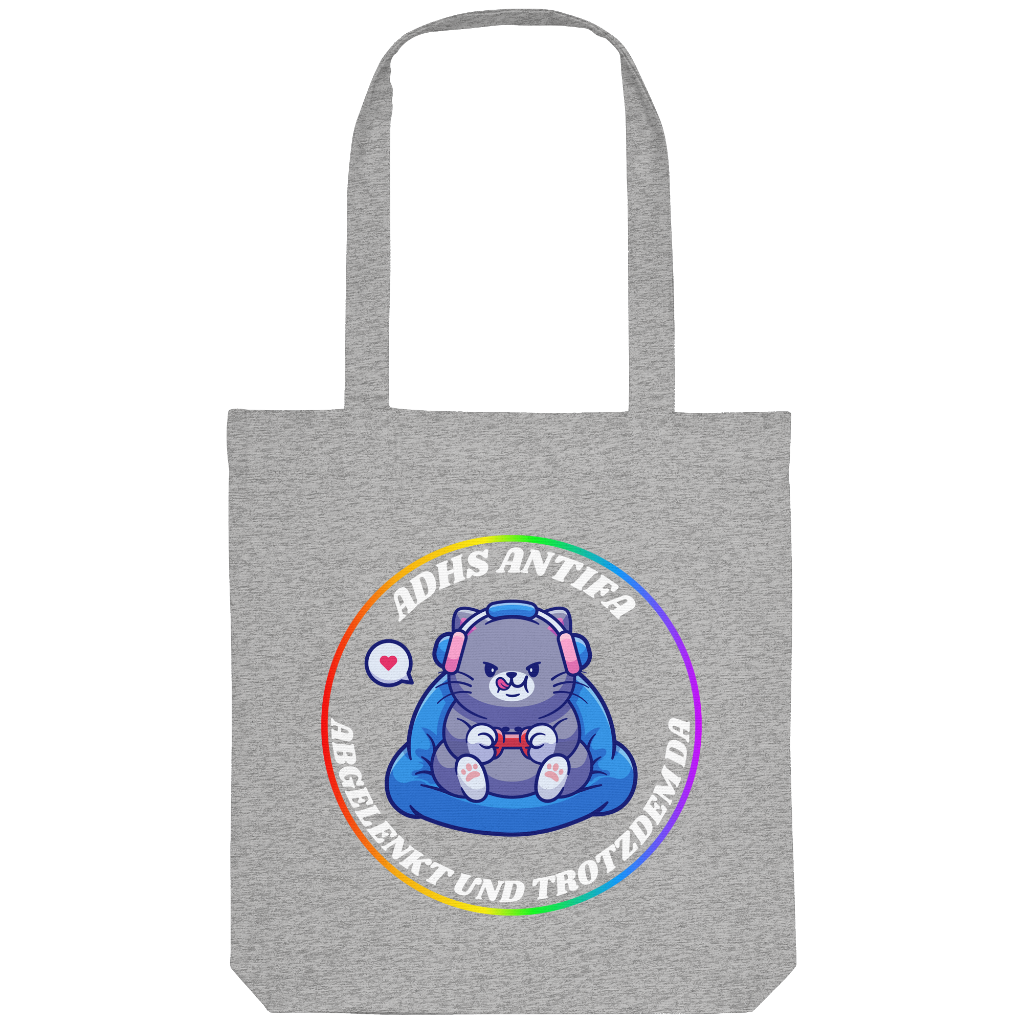 ADHS Antifa: Abgelenkt und trotzdem da "Gamer Cat Edition" - Organic Tote-Bag