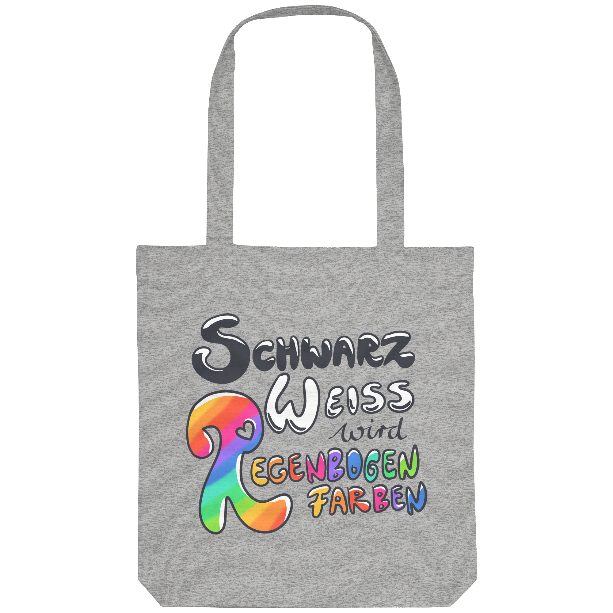 Schwarz Weiß wird Regenbogen Farben Backprint (hell) - Organic Tote-Bag
