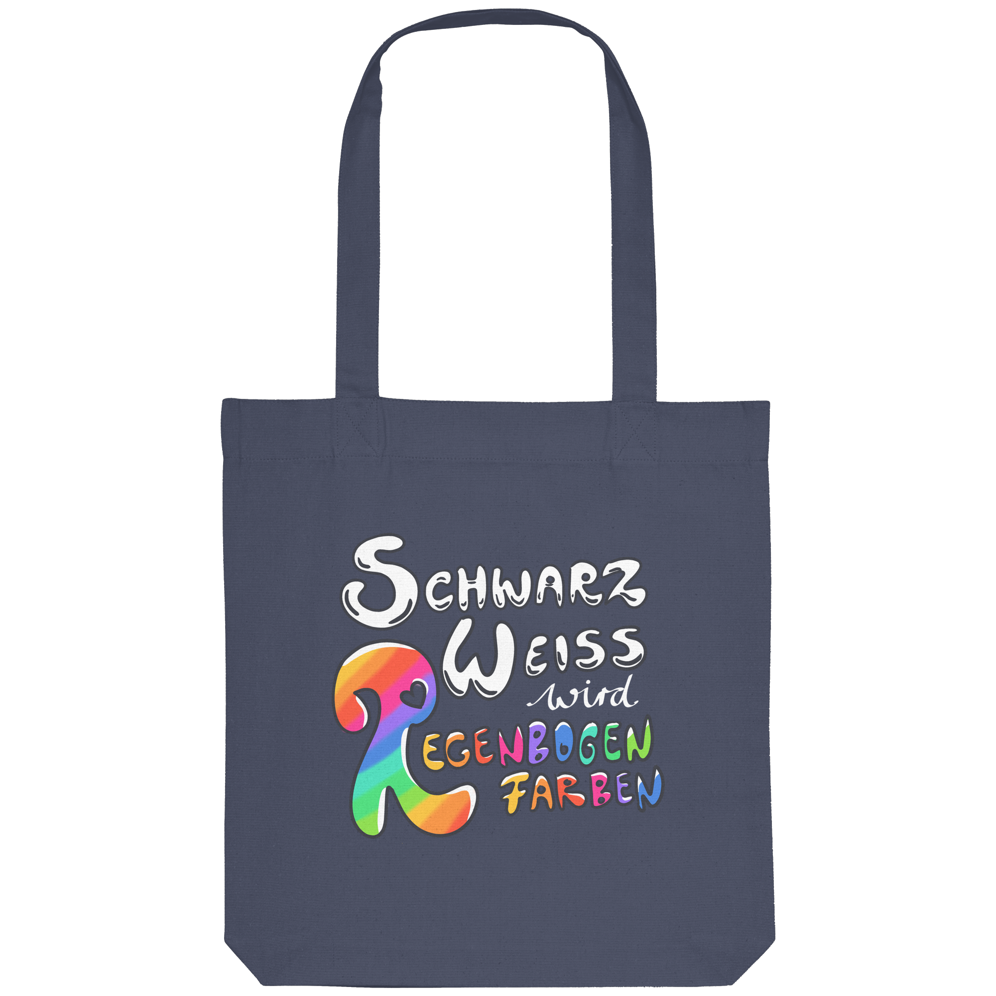 Schwarz Weiß wird Regenbogen Farben Frontprint (dunkel) - Organic Tote-Bag