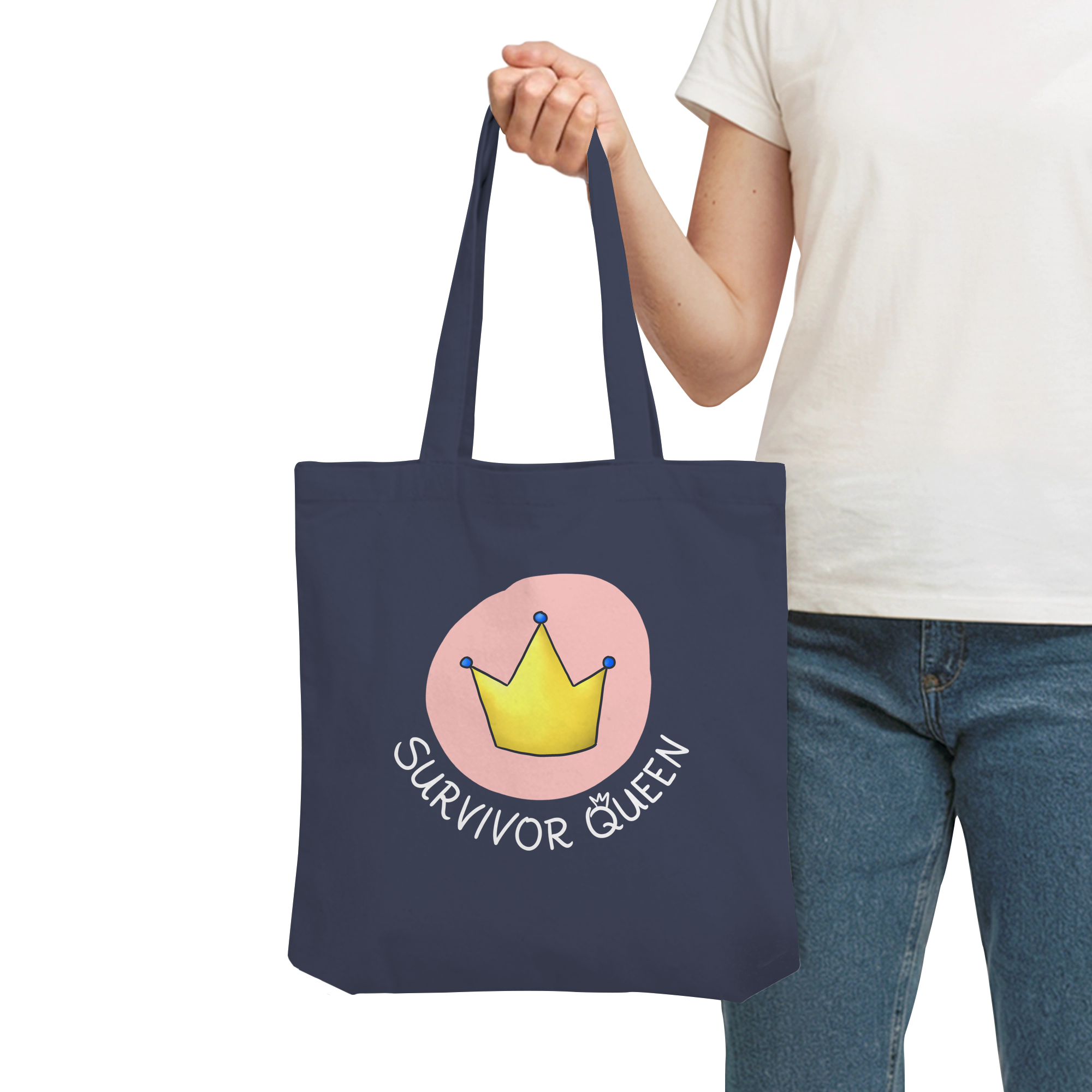 Survivor Queens Logo "Schriftzug Edition" (dunkel) - Organic Tote-Bag