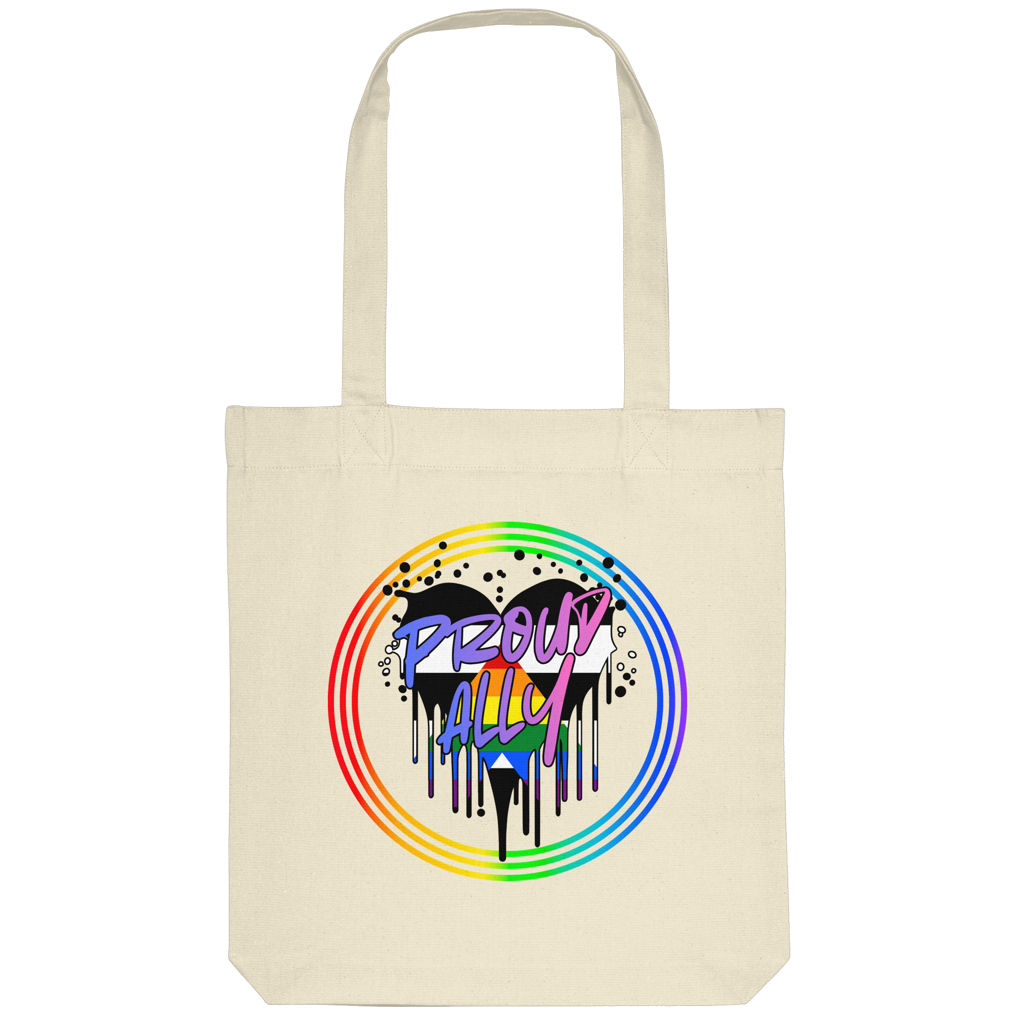 Proud Ally Herz im Regenbogenkreis - Organic Tote-Bag