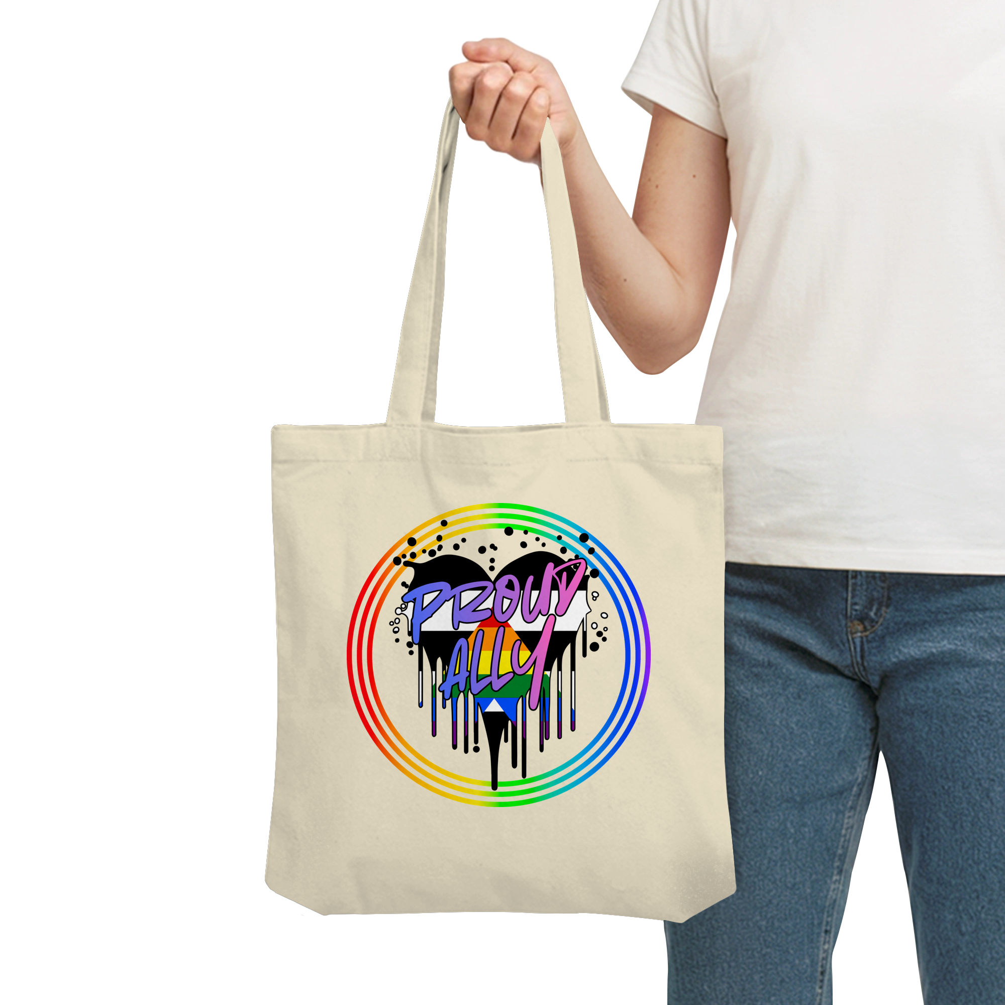 Proud Ally Herz im Regenbogenkreis - Organic Tote-Bag